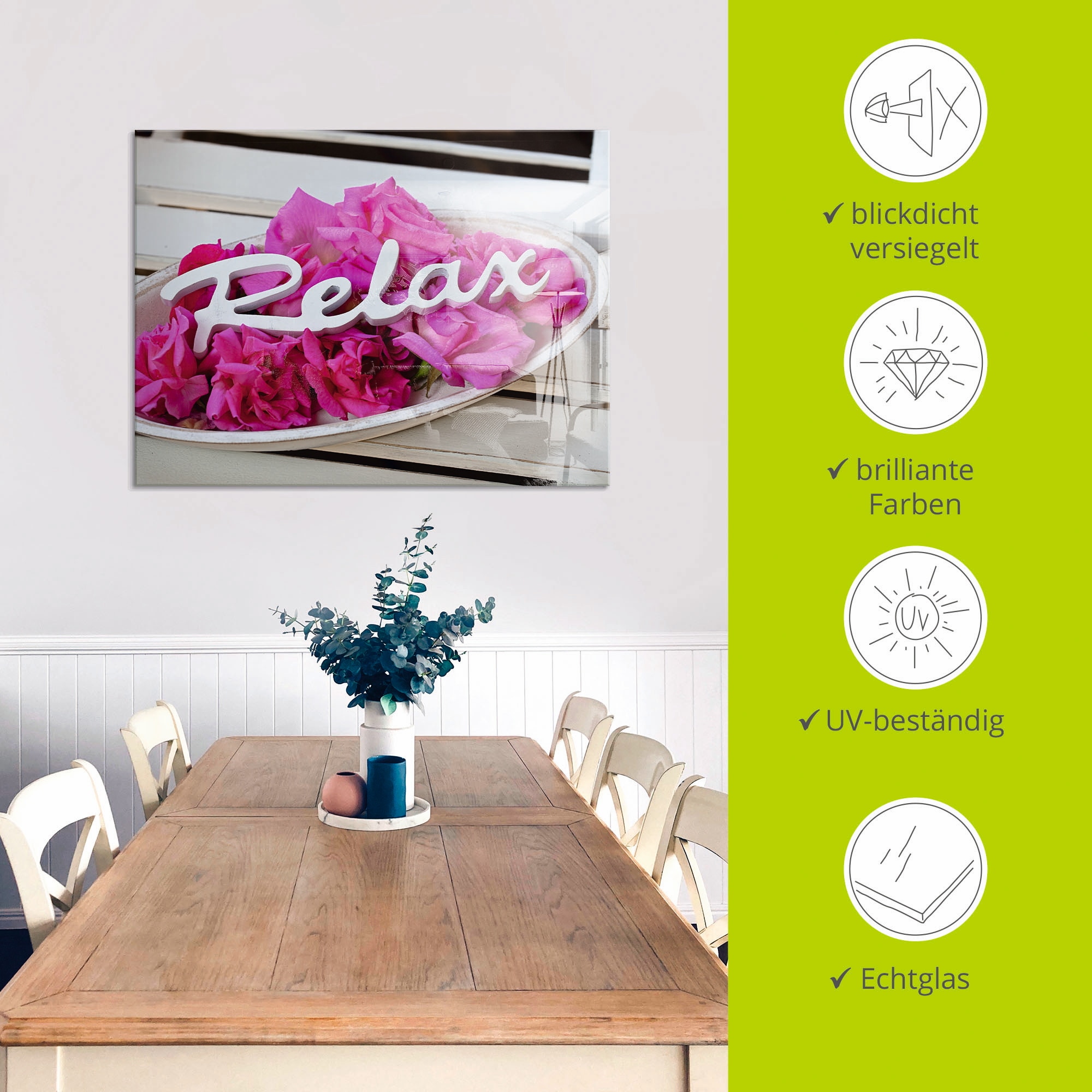 Artland Glasbild »Relax«, Sprüche & Texte, (1 St.), in verschiedenen Größen