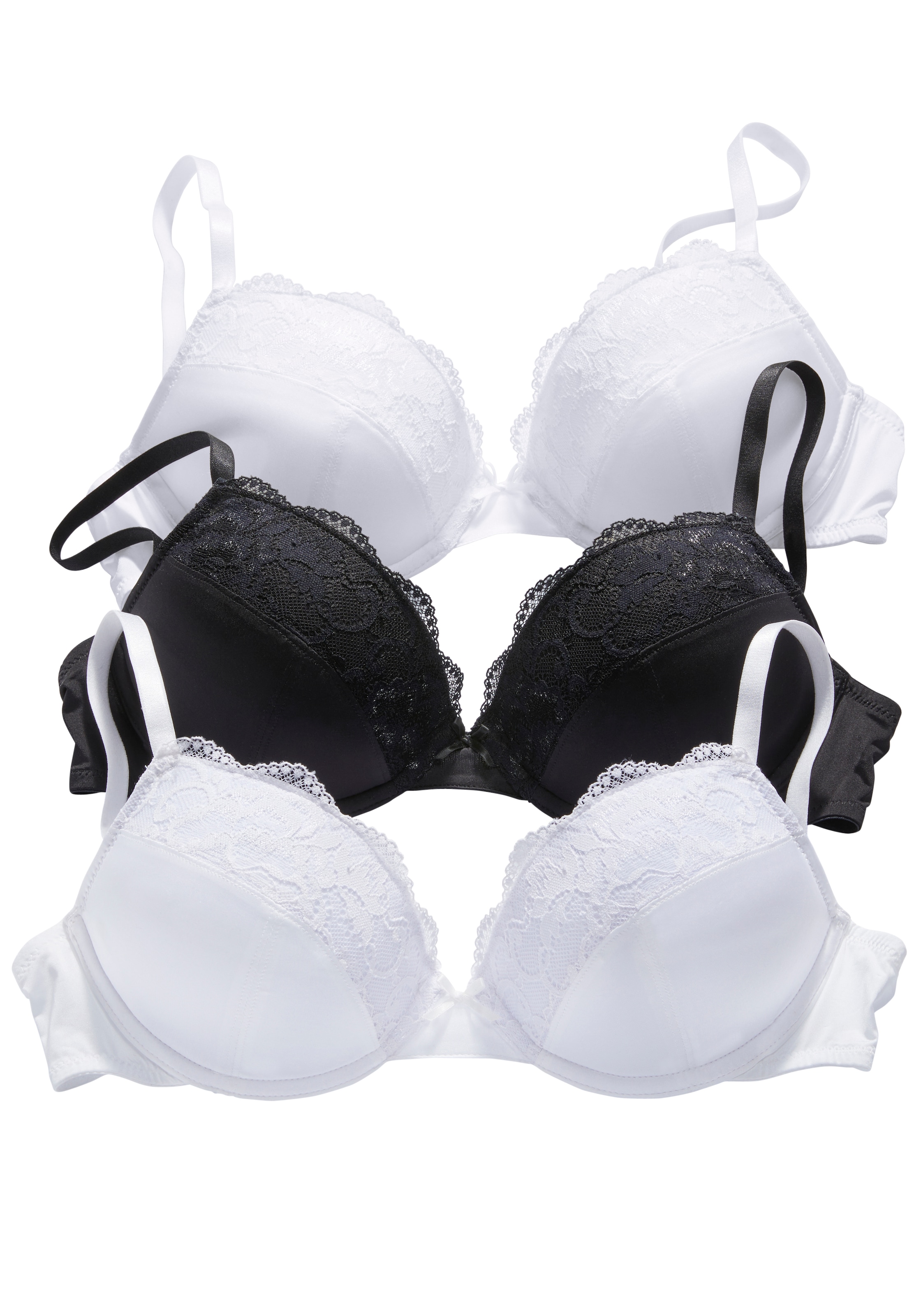 petite fleur Push-up-BH Packung, 3 mit Bügel & herausnehmbaren Kissen