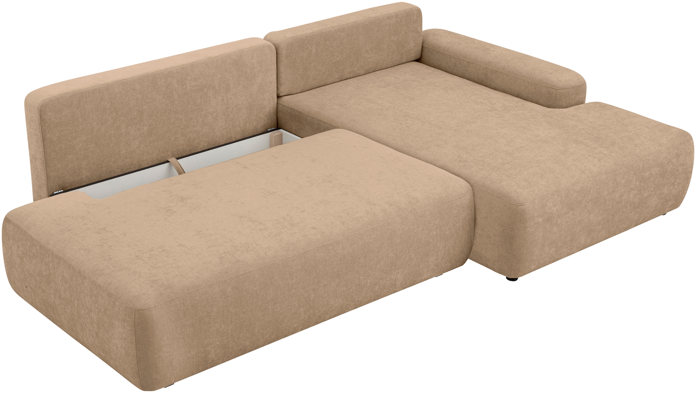 INOSIGN Ecksofa »TORGE, Schlafsofa Cord, Samtvelours u. Strukur fein, Couch in L-Form«, Schlaffunktion und Bettkasten, Liegefläche: 210x125 cm, neues Design