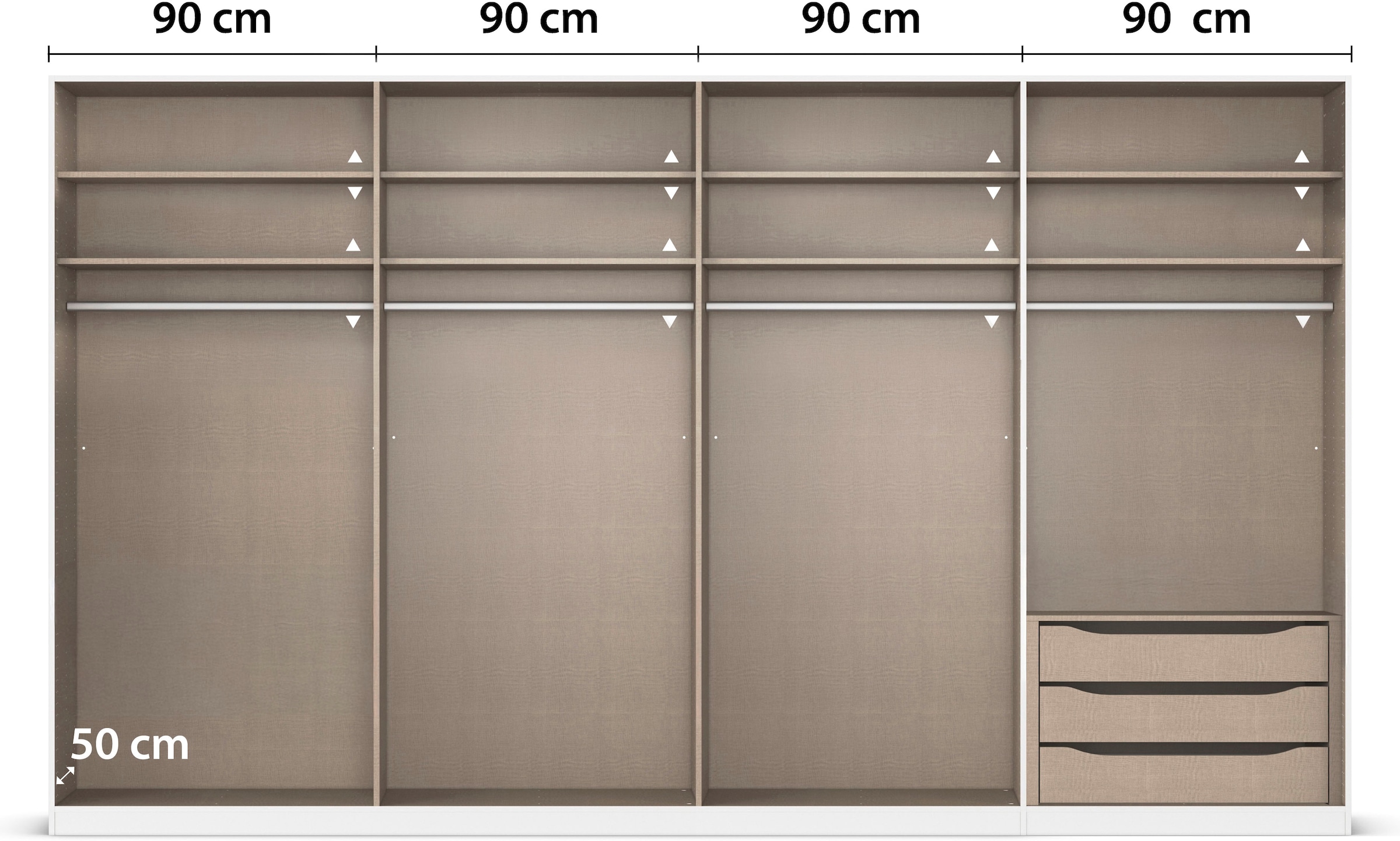 rauch Kleiderschrank, (in 3 verschiedenen Ausstattungen BASIC/CLASSIC/PREMIUM), mit hochwertigen Stangengriffen in Schwarz aus Metall MADE IN GERMANY