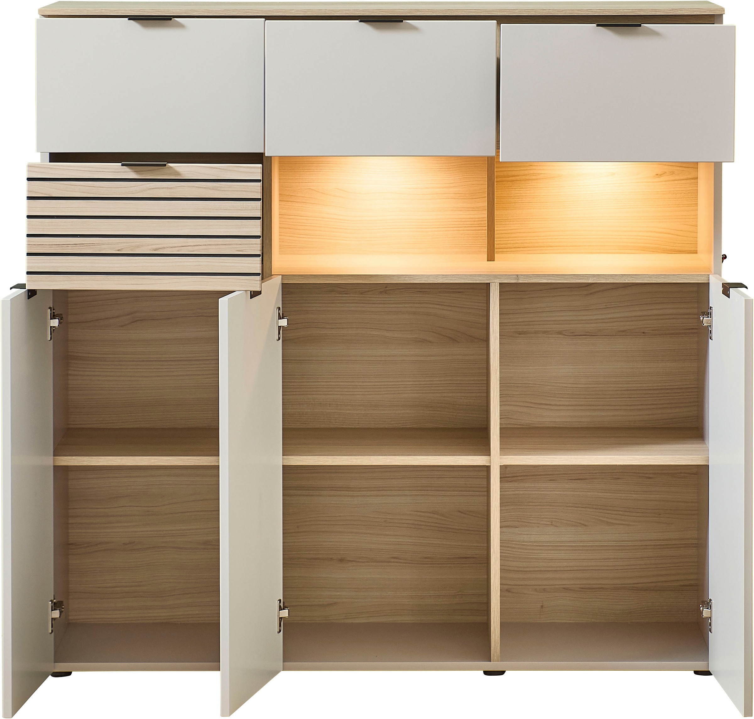 Innostyle Highboard »INA« 1 Stk. tlg. 3 türig, 4 Schubladen, inkl. Beleuchtung, Softclose