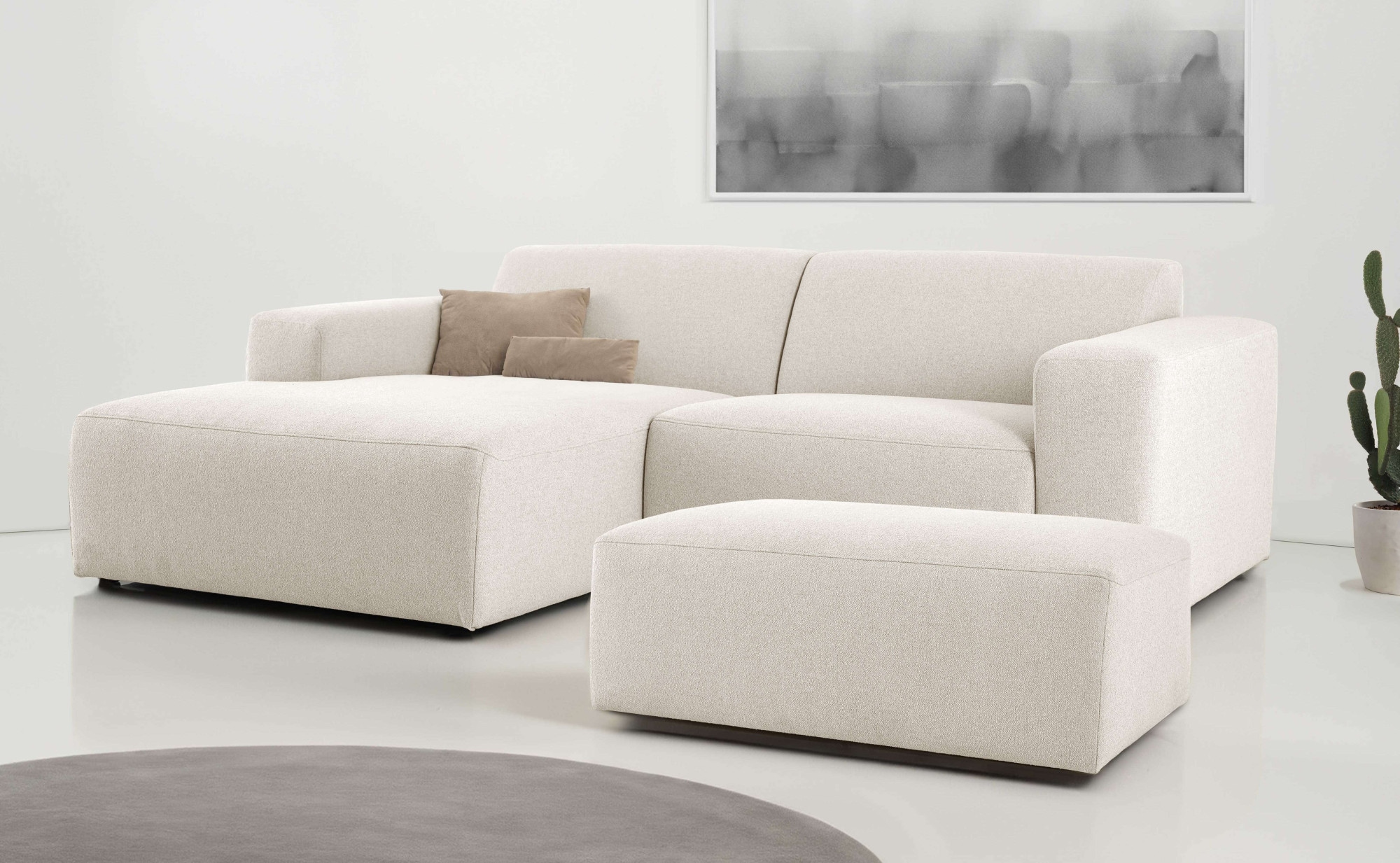 INOSIGN Ecksofa »Koa,228cm, L-Form, Modulsofa, Webstoff, Cord«, Designsofa, Set, Hocker inklusive, weicher Lounge-Sitzkomfort
