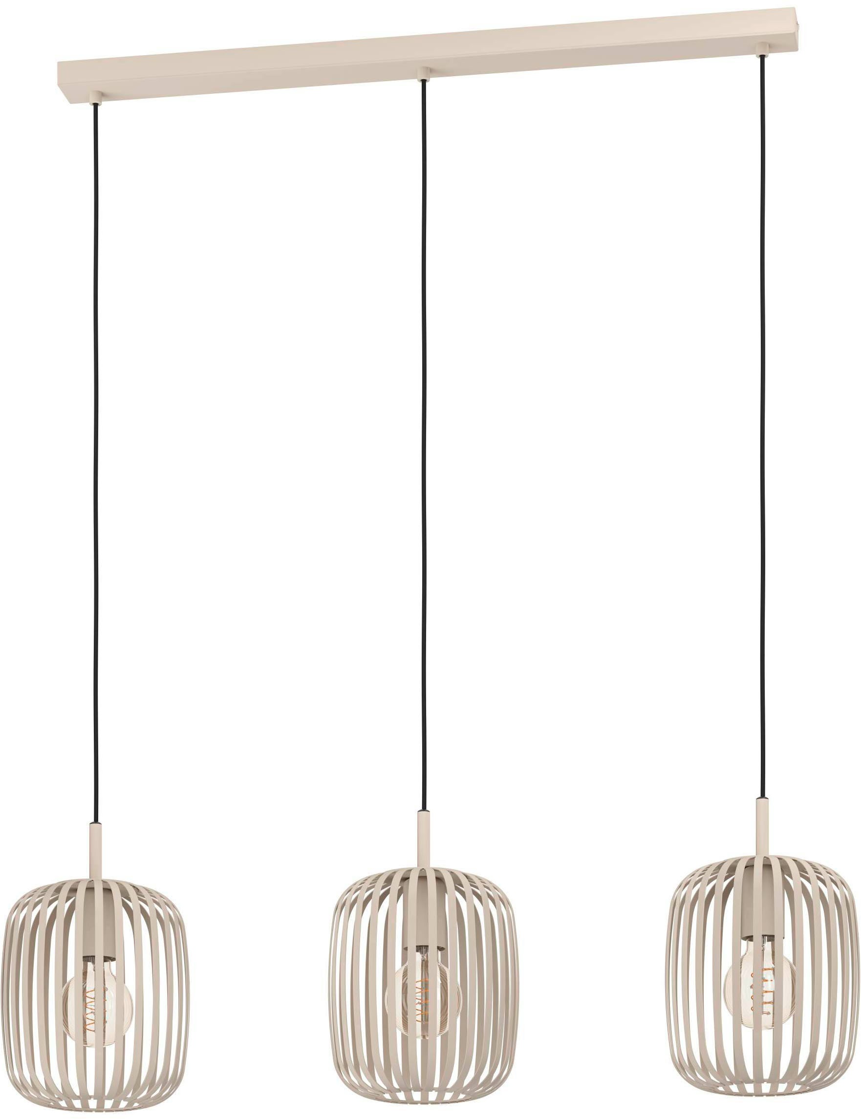 EGLO Pendelleuchte »Hängeleuchte ROMAZZINA, exkl. E27, Stahl in sandfarben, Pendellampe«, 3 flammig, Leuchtmittel E27 | ohne Leuchtmittel, Esszimmerlampe, 90x20x110cm, 3-flammig, modern, minimalistisch