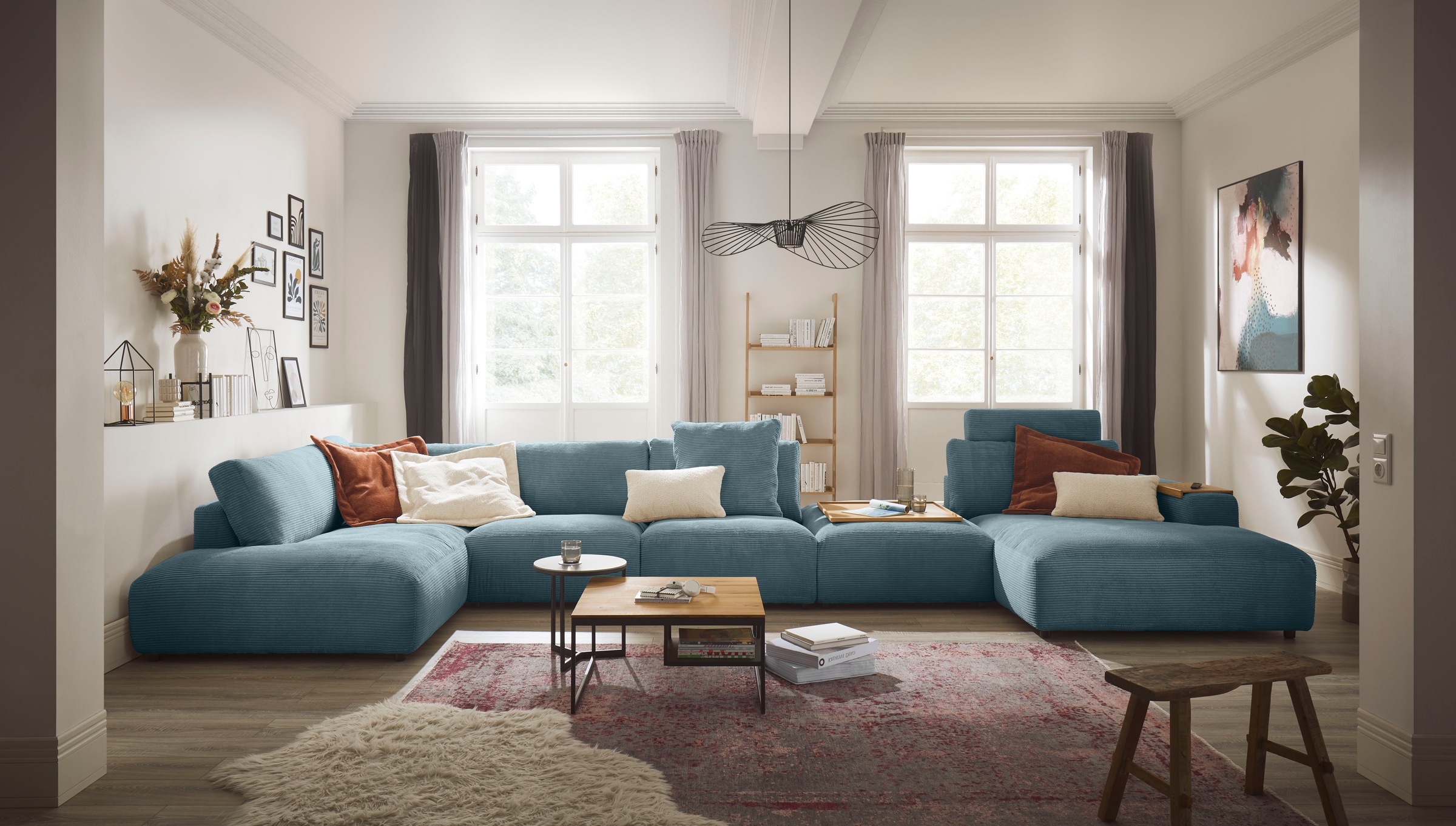 Musterring Wohnlandschaft »Lucia U-Form«, Cord-Bezug, inklusive Kopfstütze, Gesamtbreite 524 cm