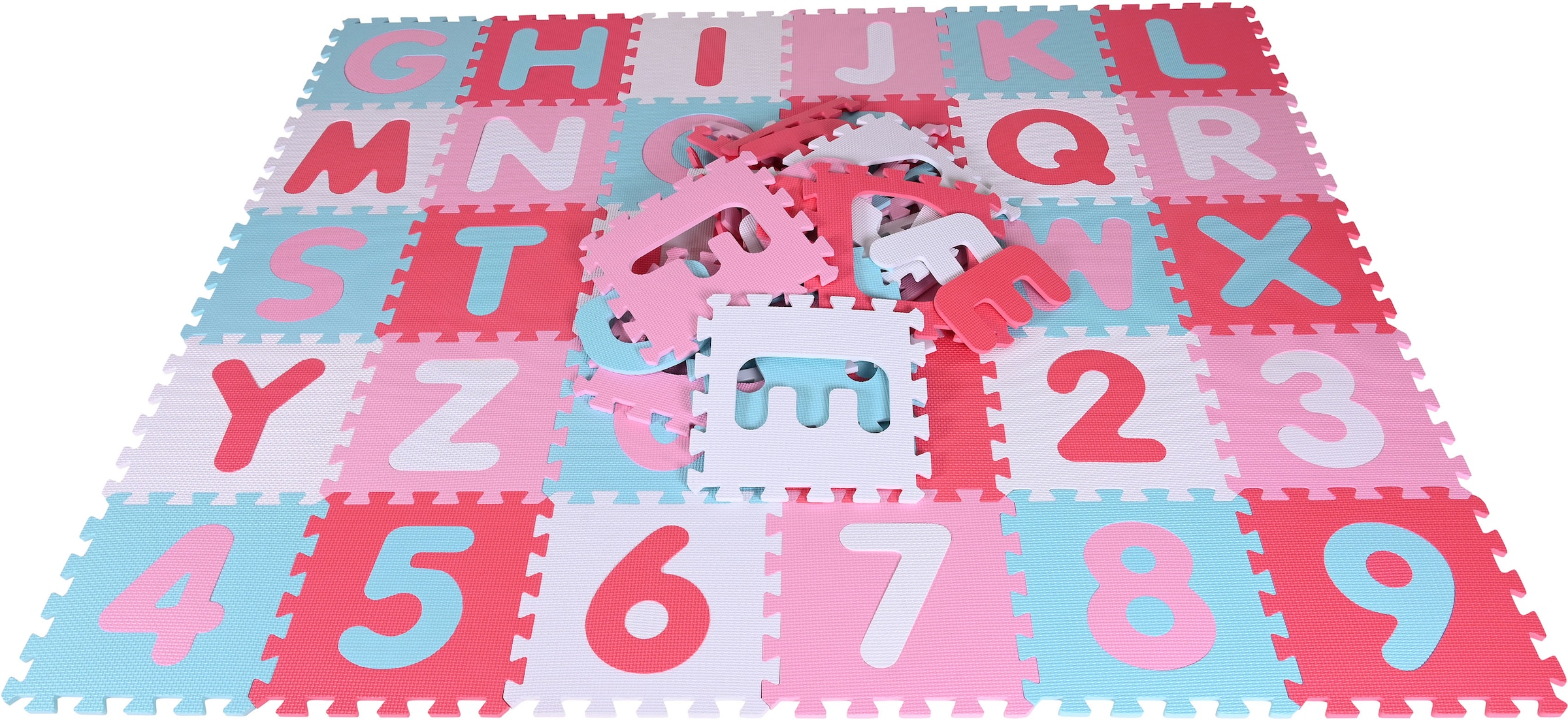 Knorrtoys® Puzzle »Alphabet + Zahlen, Pink-rosa«, Puzzlematte, Bodenpuzzle