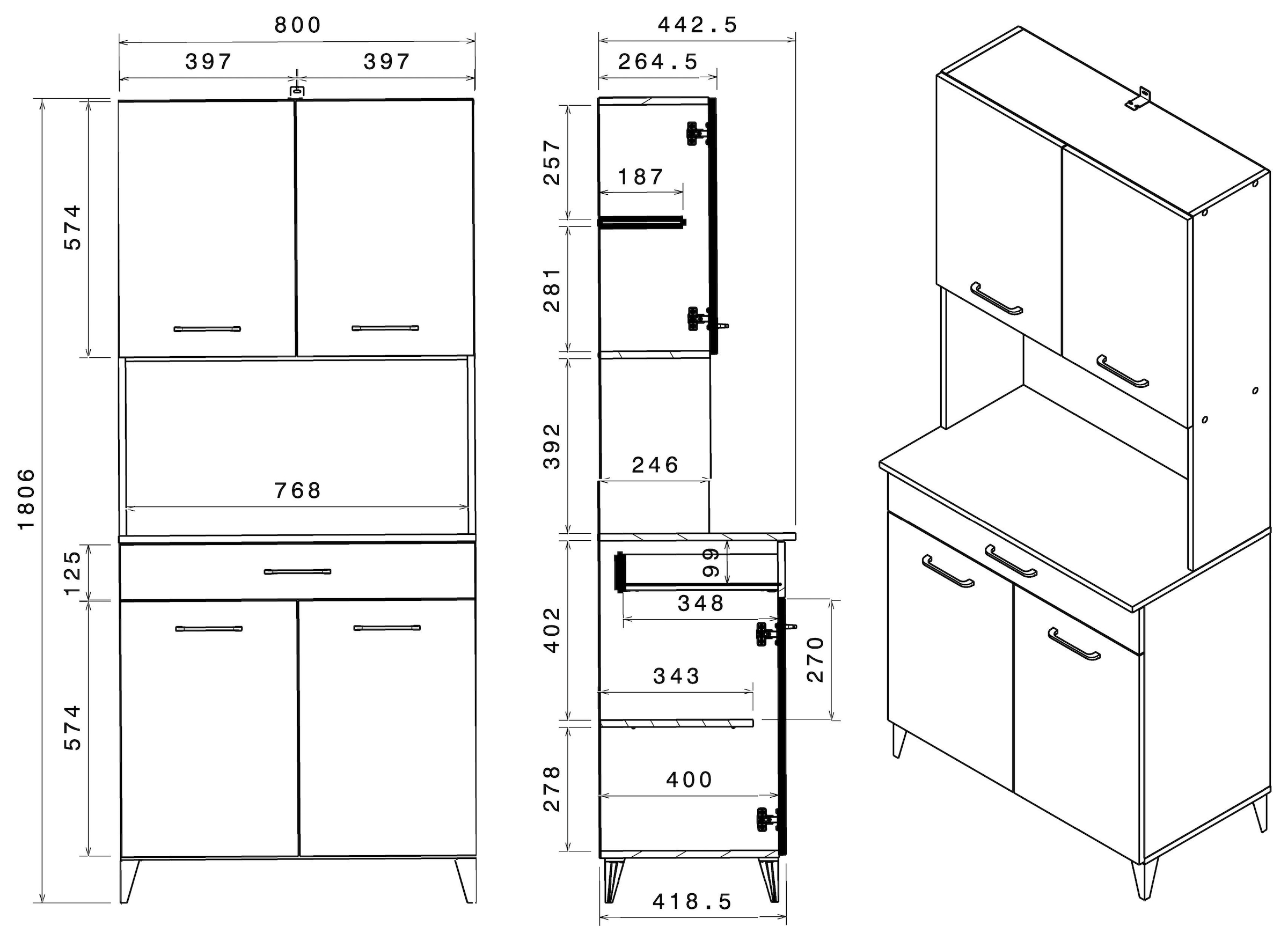 Parisot Schrank-Set »Malice 3« Buffet und Beistellschrank/Insel, 2 Stk. tlg.