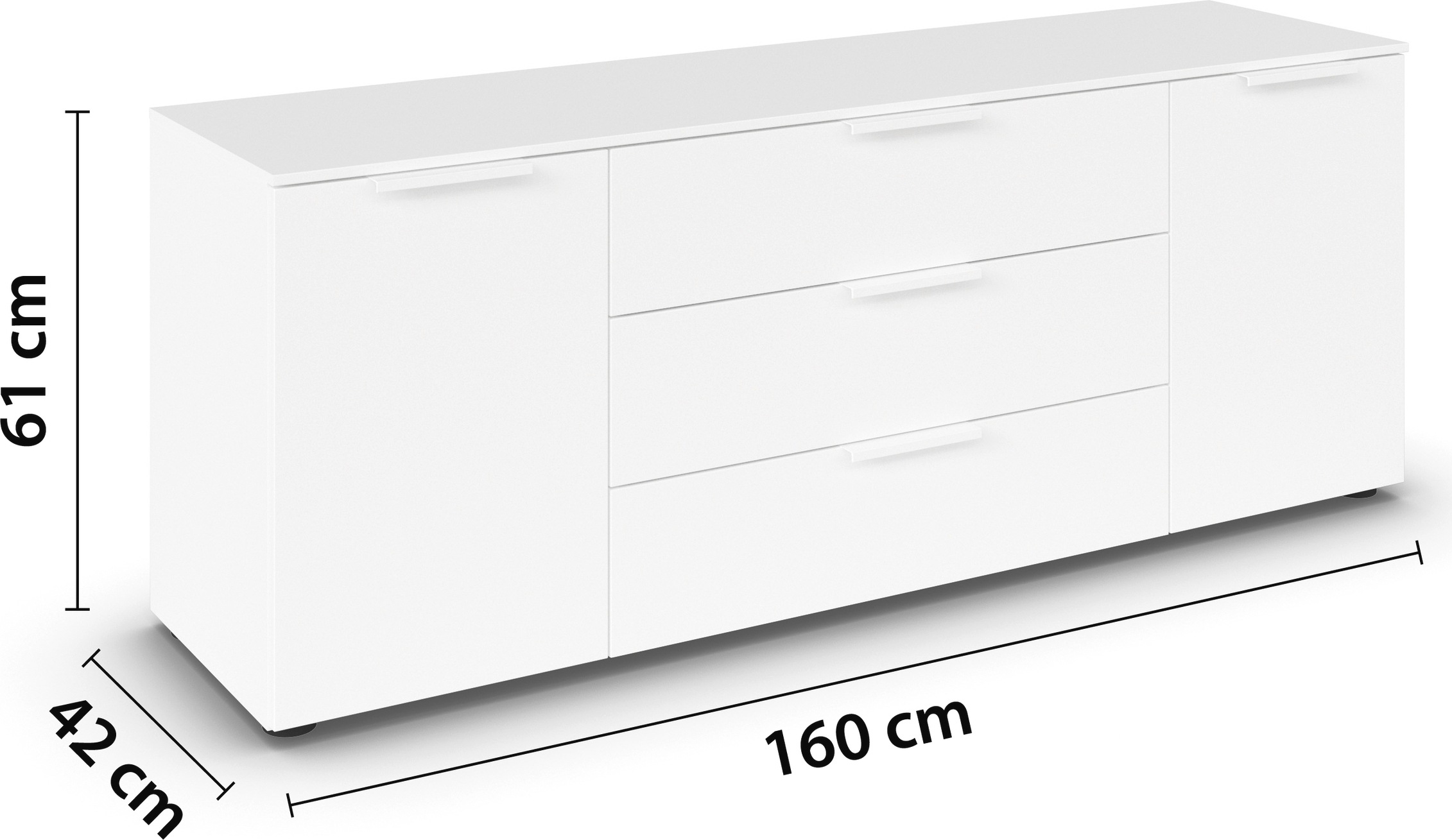 rauch Schubkastenkommode »Kommode Türkommode Sideboard Kombikommode FLIPP«, (Breite 160 cm mit 2 Einlegeböden), 2-türig mit 3 Schubladen und Soft-Close-Funktion