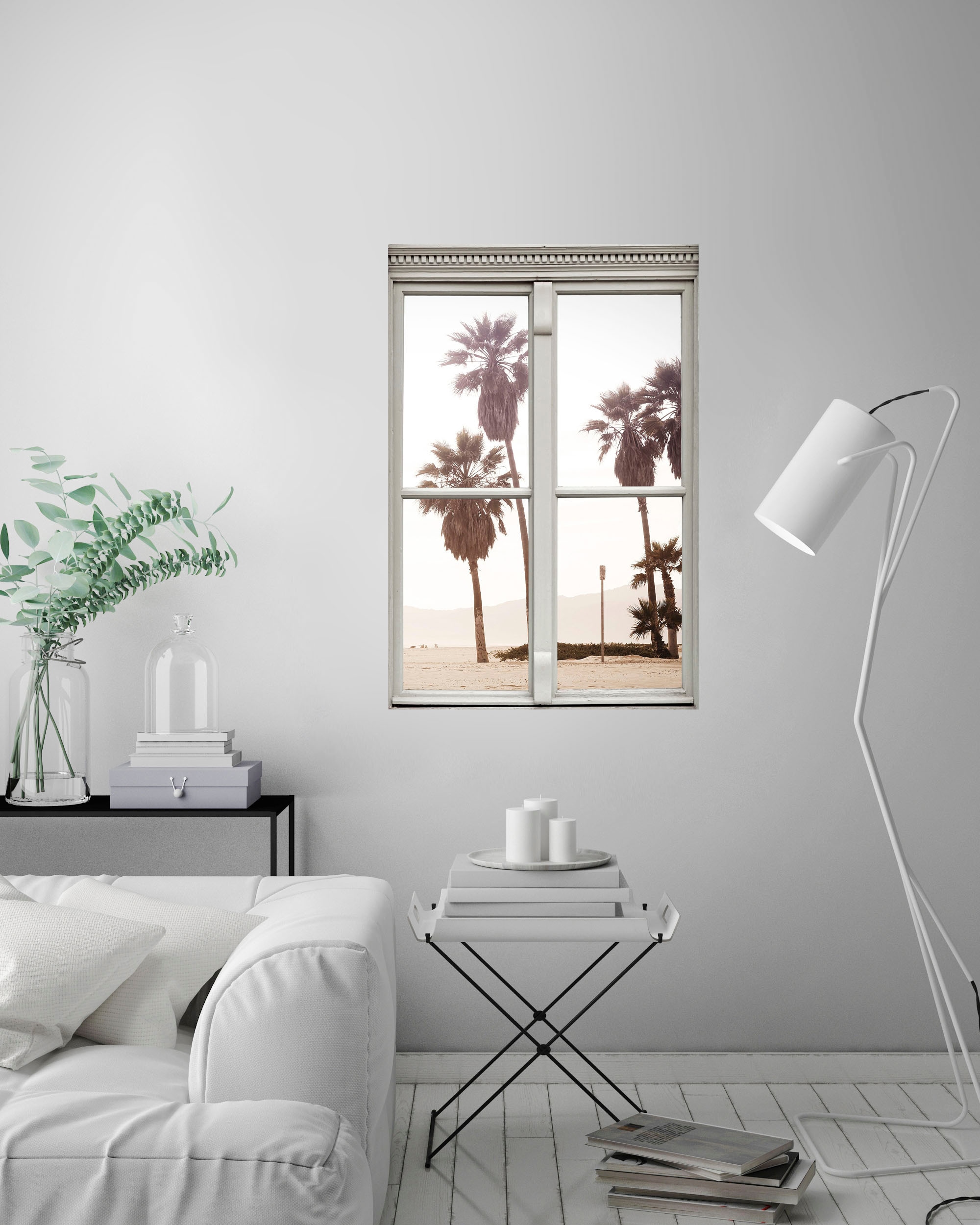 queence Wandsticker »Palmen«, Wandsticker, Wandbild, selbstklebend, 3D, Fenster