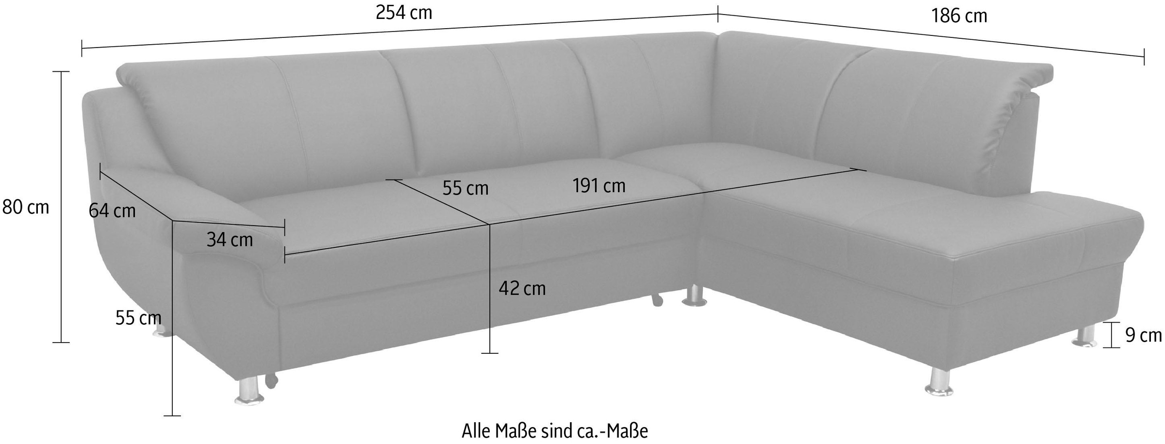 DOMO collection Ecksofa »Pilar, elegant und zeitloses Design, komfortabel, günstig online kaufen