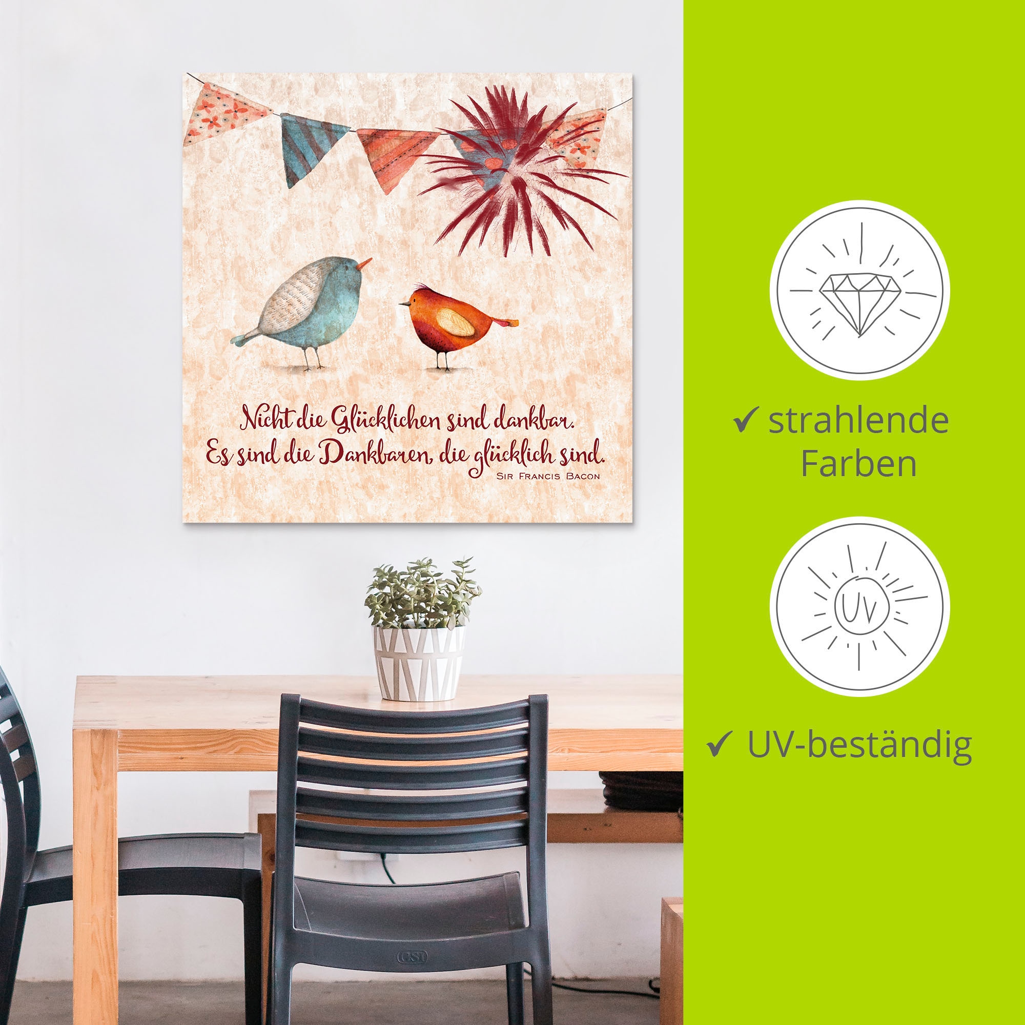 Artland Wandbild »Lebensweisheit Glücklich« Tiere 1 Stk. tlg. als Alubild, Outdoorbild, Leinwandbild, Poster, Wandaufkleber