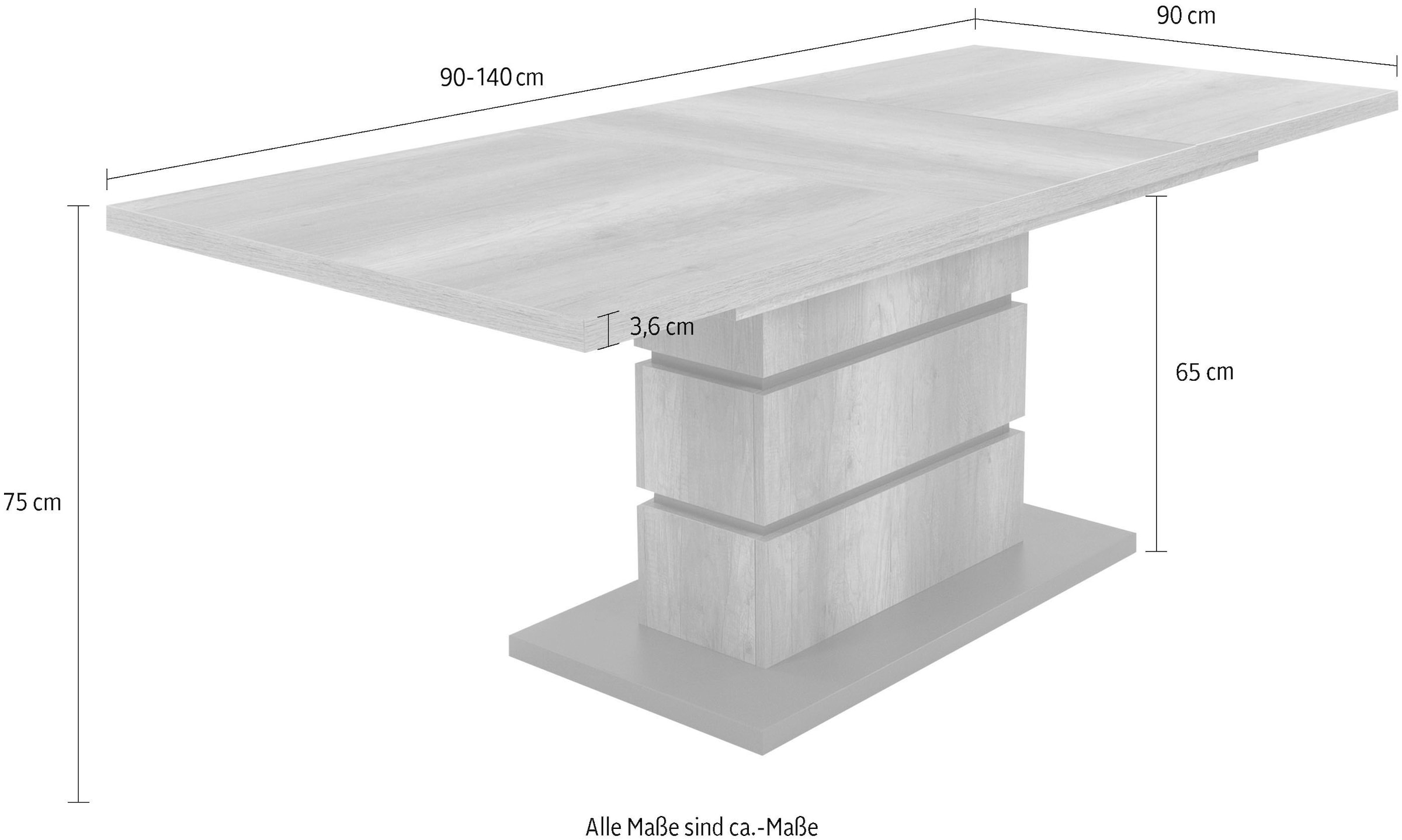 Homexperts Säulen-Esstisch »Bonnie«, mit Auszug (140-190 cm)