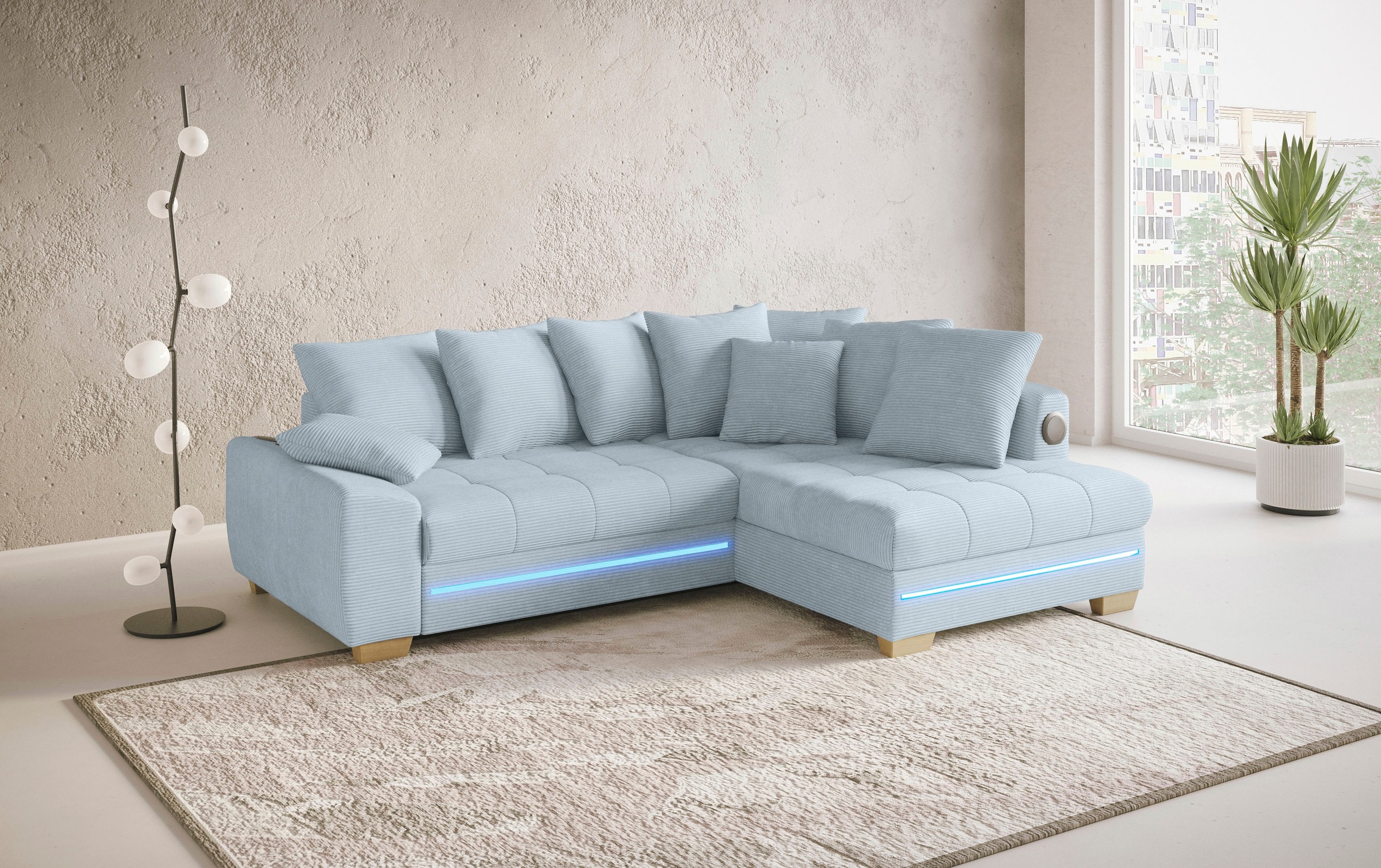 Mr. Couch Ecksofa »Nikita II, L-Form«, mit Kaltschaum, RGB-LED, Soundsystem günstig online kaufen
