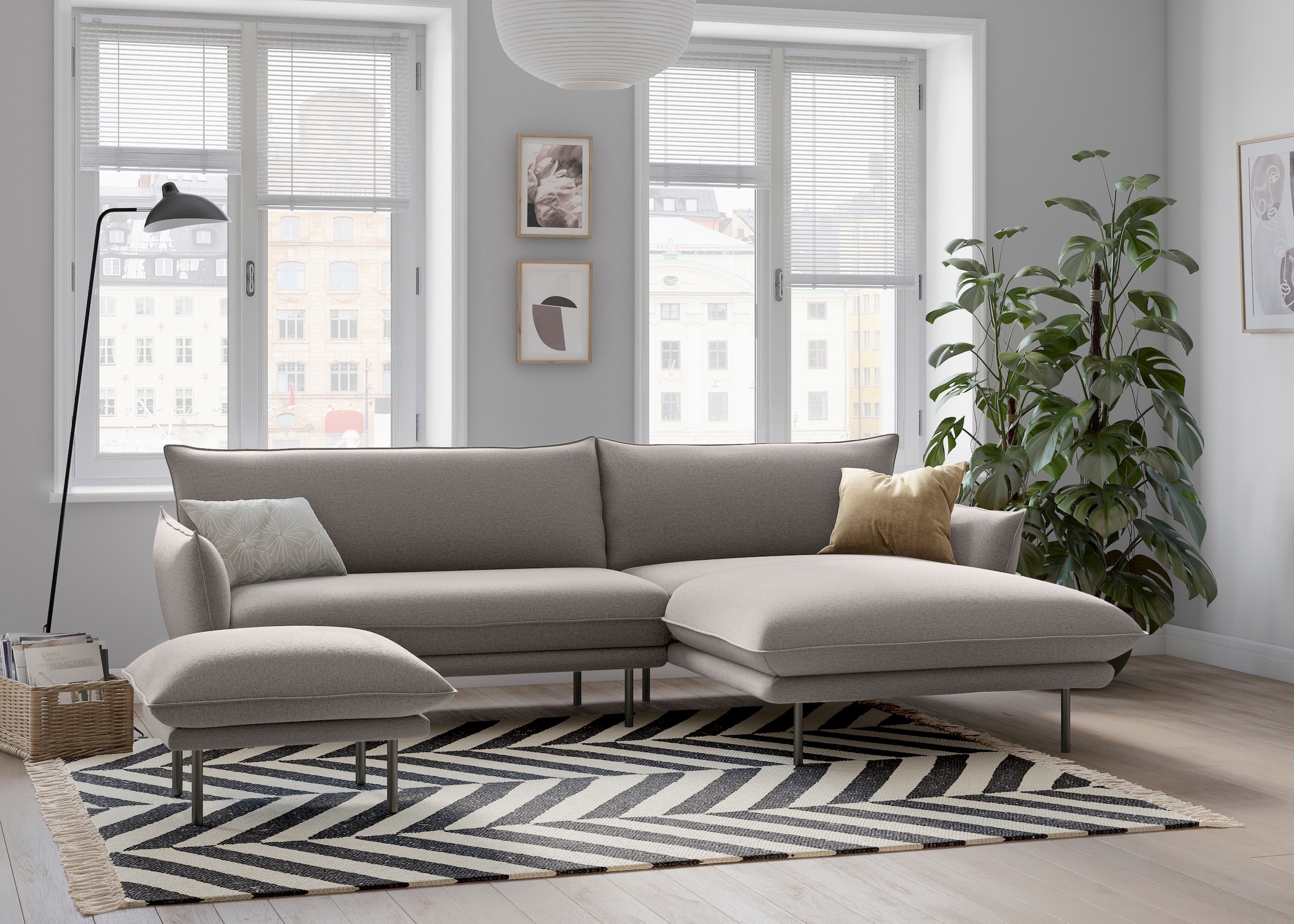 andas Ecksofa »Stine L-Form«, Besonderes Design durch Kissenoptik und Keder, by Morten Georgsen
