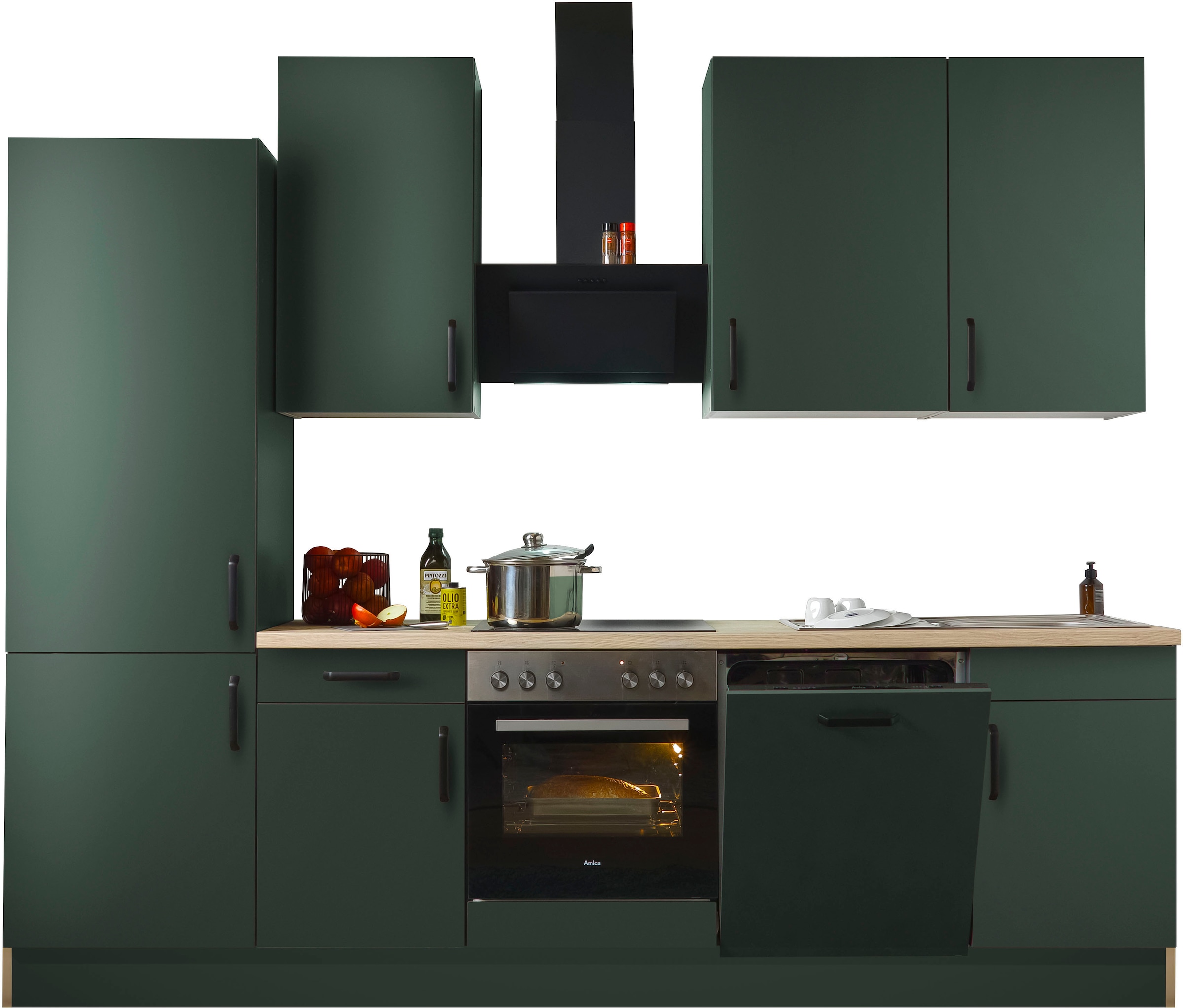 wiho Küchen Küchenzeile »"Simi", mit verstellbaren Füßen, Breite 280 cm,«, wahlweise mit E-Geräten, Soft-Close-Funktion in Schubkästen & Auszügen