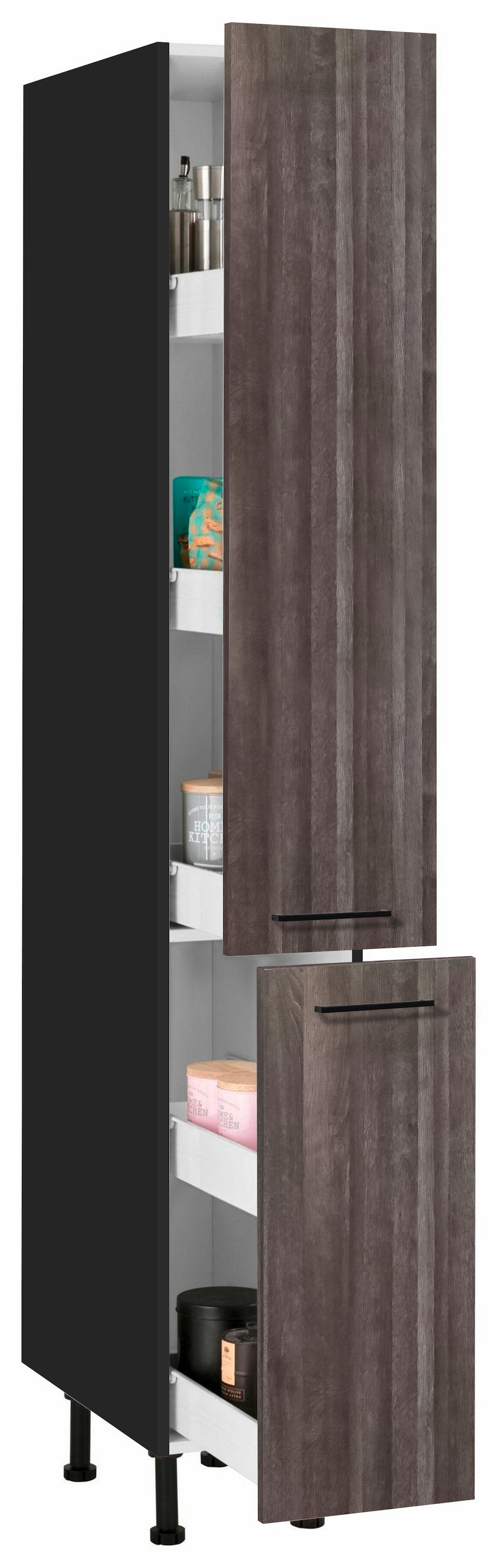 wiho Küchen Apothekerschrank »Nisos«, 30 cm breit, Soft-Close in Schubladen, verstellbare Füße, ohne Platte