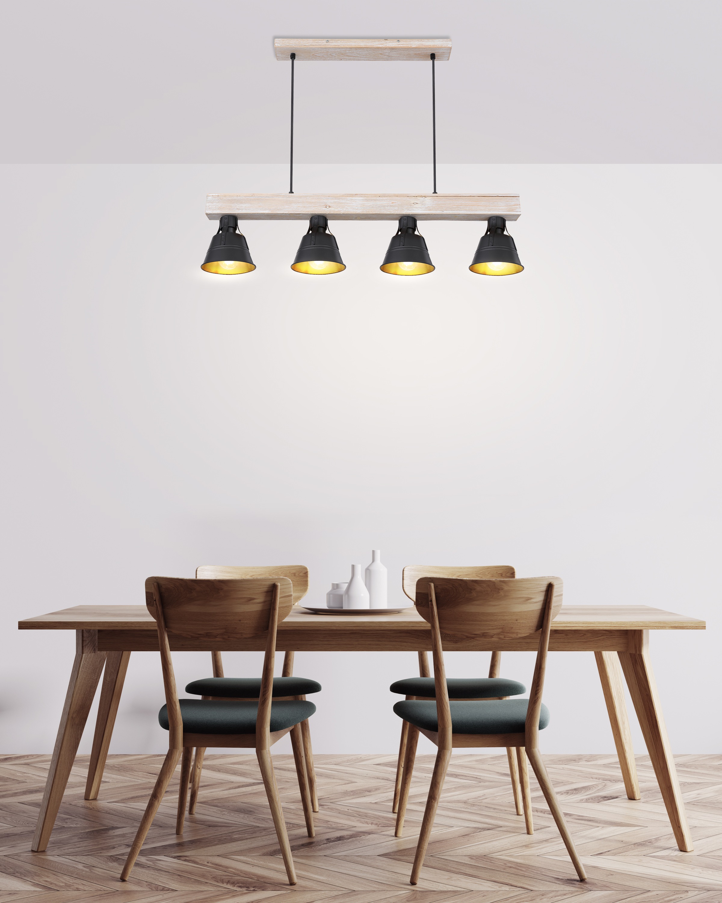 GLOBO LIGHTING Hängeleuchte »GÜNTHER« E27 1 Stk. Hängelampe Holz naturfarben schwarz Textilkabel Esszimmer