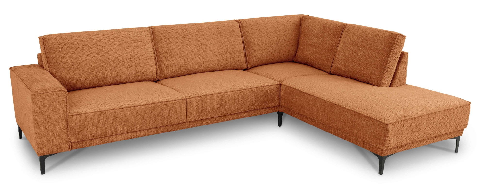 Places of Style Ecksofa »Polsterecke Oland, Struktur, Flachgewebe, Luxus-Microfaser, Boucle«, L-Form, 289 cm, Wellenunterfederung, Skandi-Design, Metallfüße
