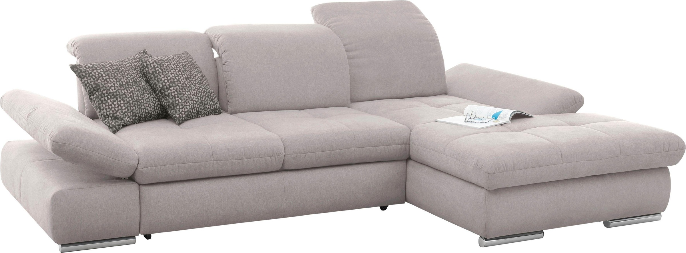 set one by Musterring Ecksofa »SO4100 V«, mit verstellbaren Kopfteilen, wahlweise mit Funktionen, Cord-Bezug