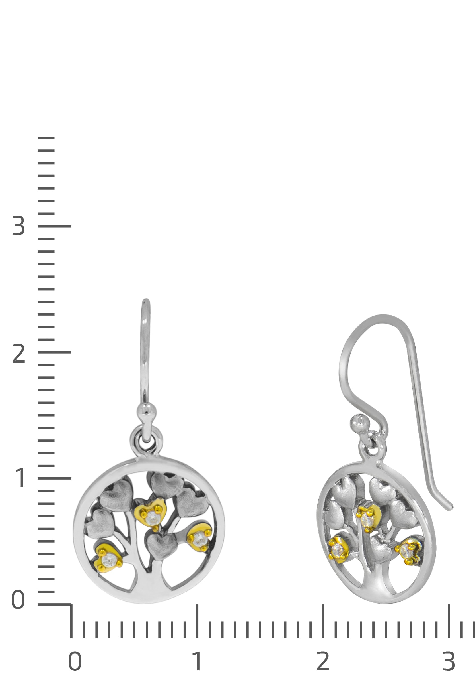 Firetti Paar Ohrhänger »Schmuck Geschenk Silber 925 Ohrschmuck Ohrhaken Herz Lebensbaum« mit Zirkonia (synth.)