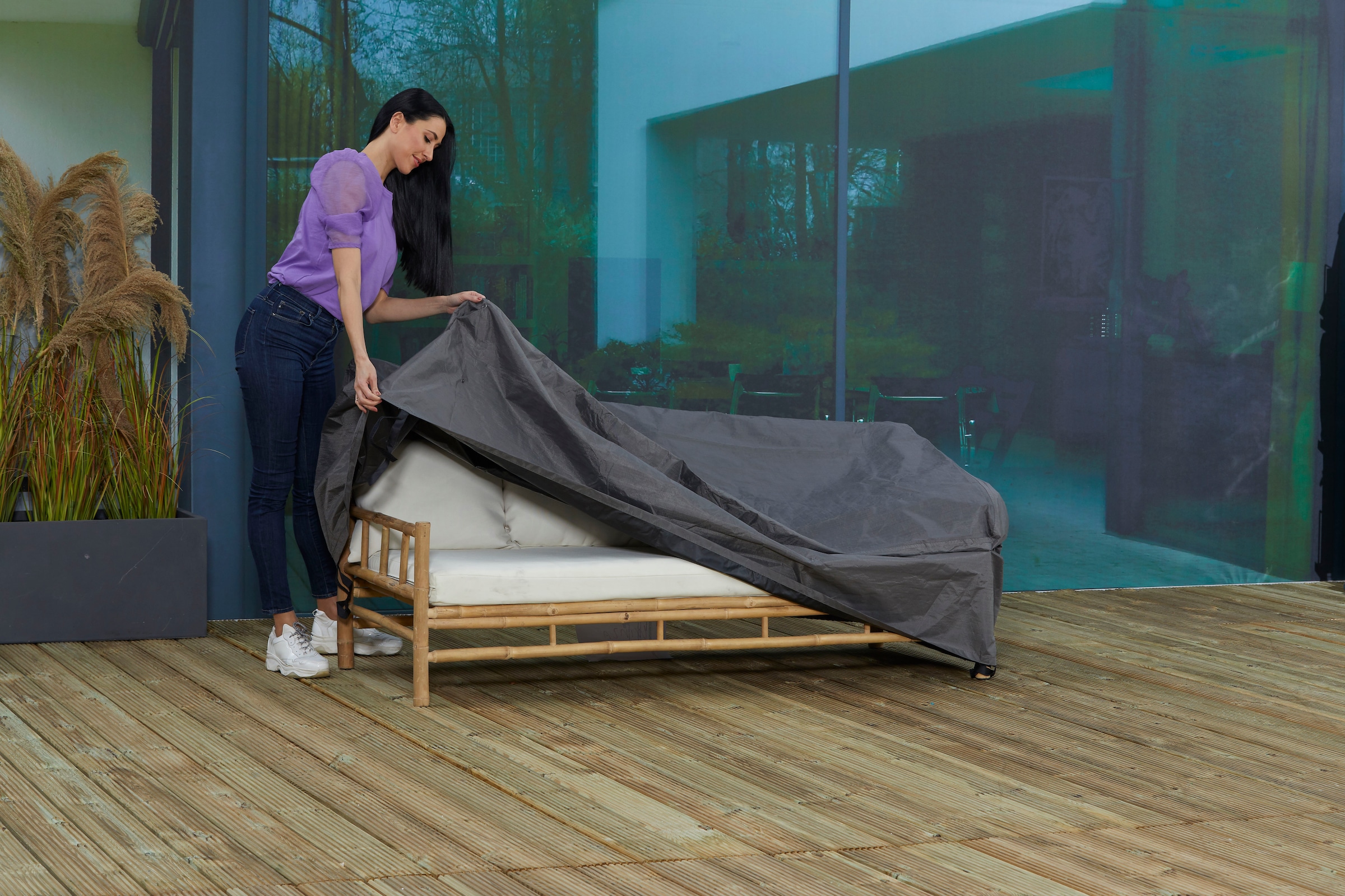 winza outdoor covers Gartenmöbel-Schutzhülle mit verstellbarem Knopf-Verschluss, für Bänke, bis 160 cm