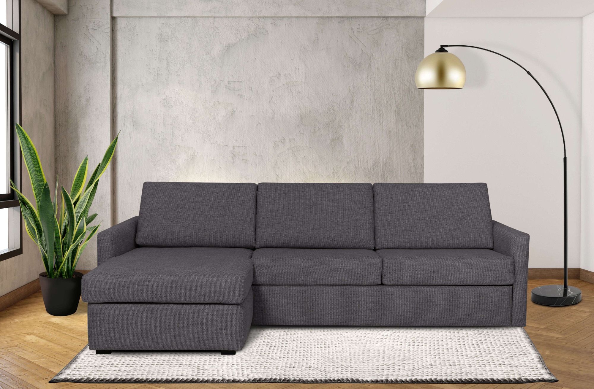 Places of Style Schlafsofa »GOLDPOINT Ecksofa 264 cm, Liegefläche (140/200cm), L-Form,«, Bettfunktion, Bonell-Federkernmatratze und Dauerschläfer-Funktion