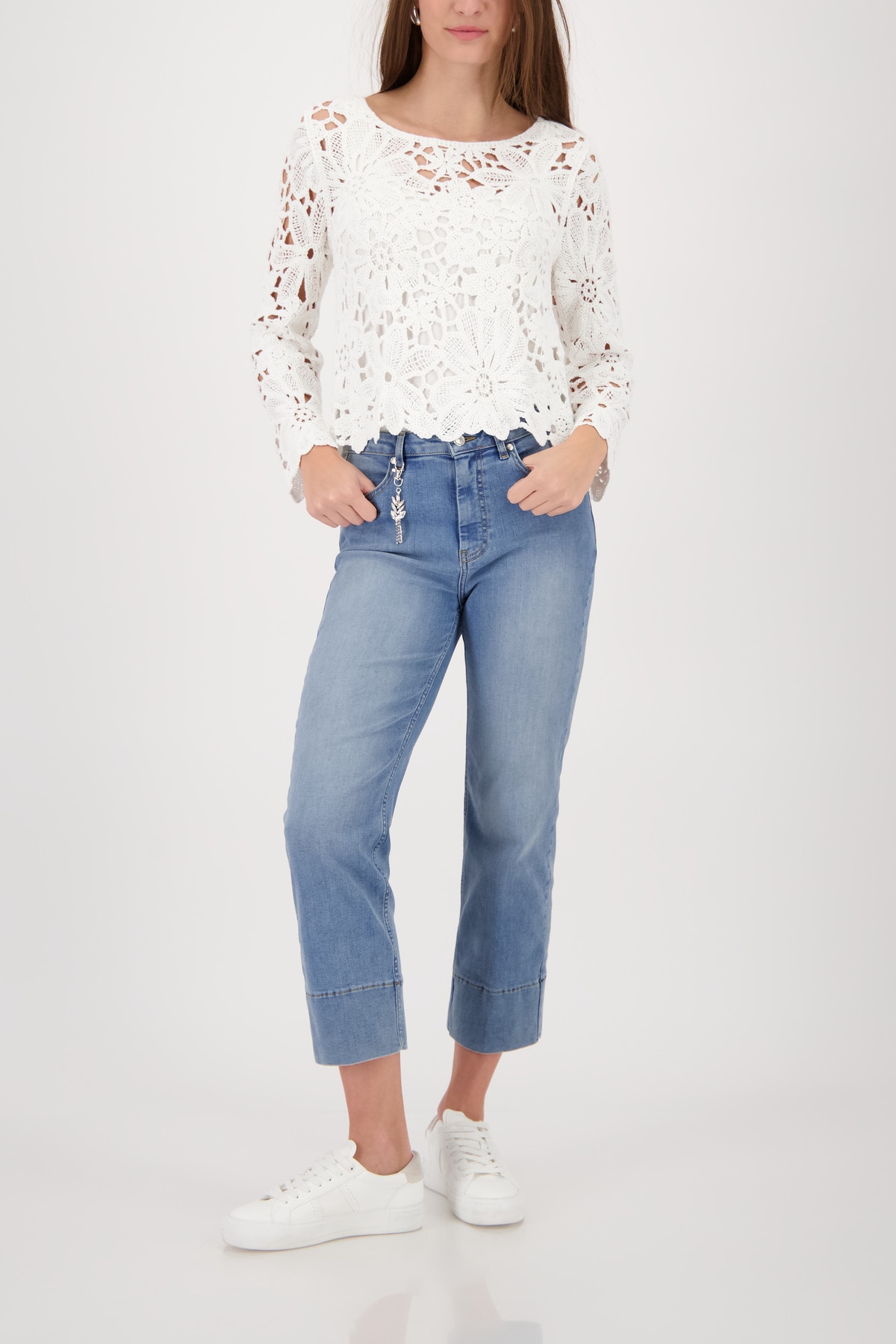 Monari Strickpullover »Cornelly« Regular fit mit Häkelmuster