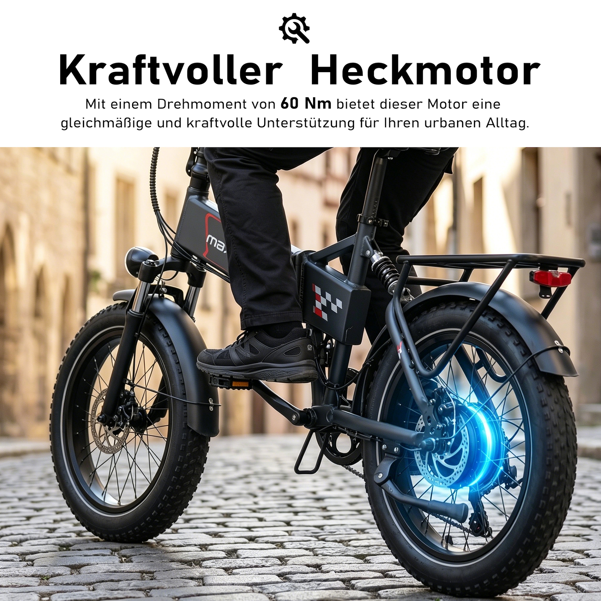 Maxtron »Maxtron Polaris 20-Zoll Elektro-Fatbike« 7 Gang Shimano Kettenschaltung Heckmotor 250 W Packung,  mit 60 Nm Power – perfekt für City-Pendler