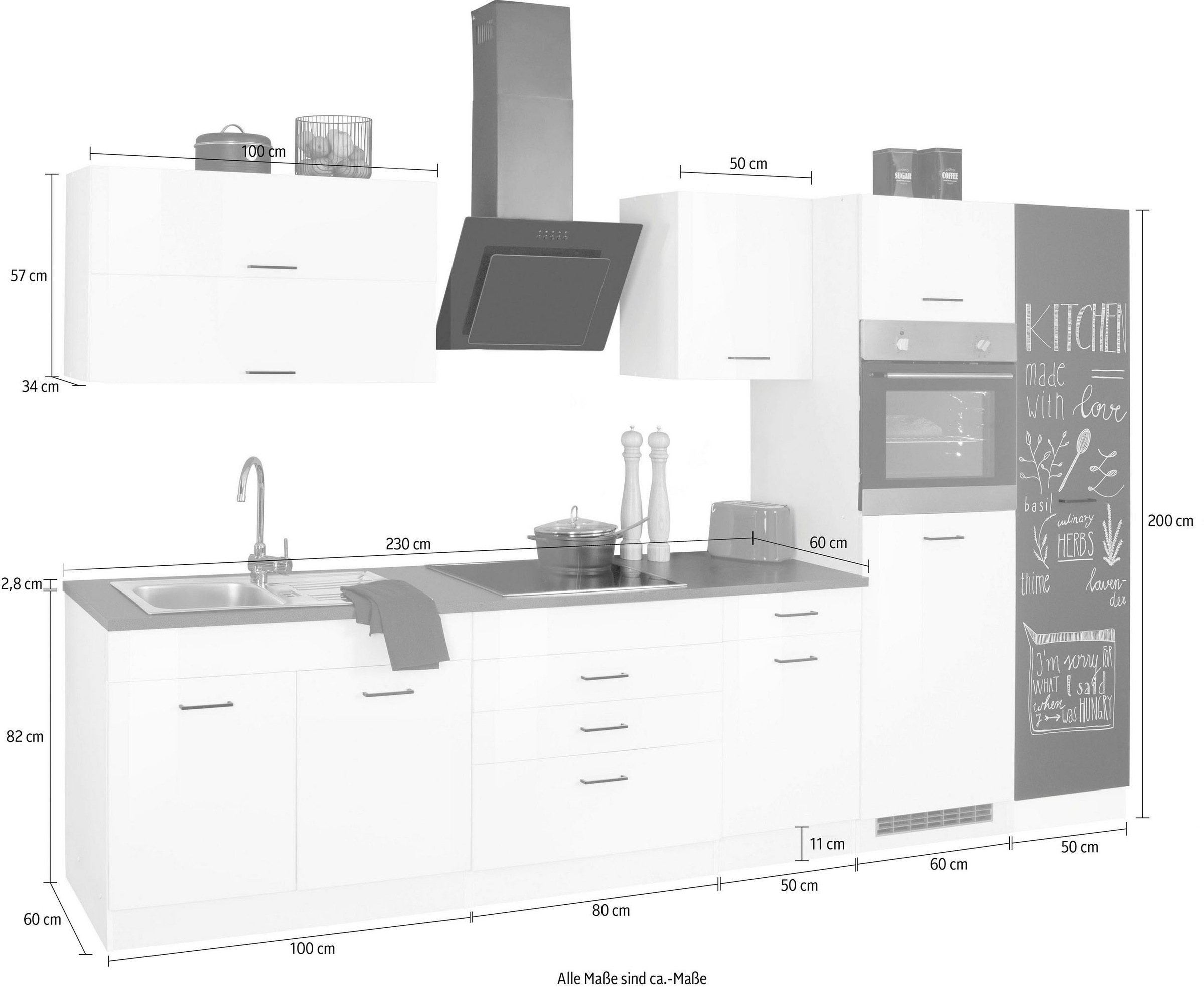 KOCHSTATION Küchenzeile »KS-Trier«, mit E-Geräten, Breite 340 cm