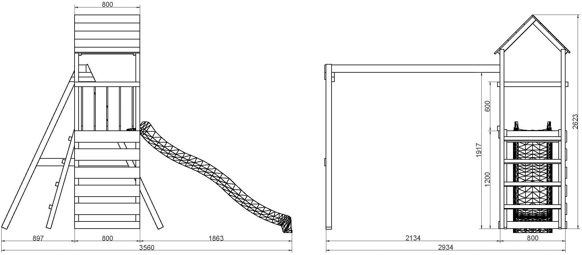 FUNGOO Spielturm »MaxPlay 2.2« mit Rutsche, Doppelschaukel und Kletterwand