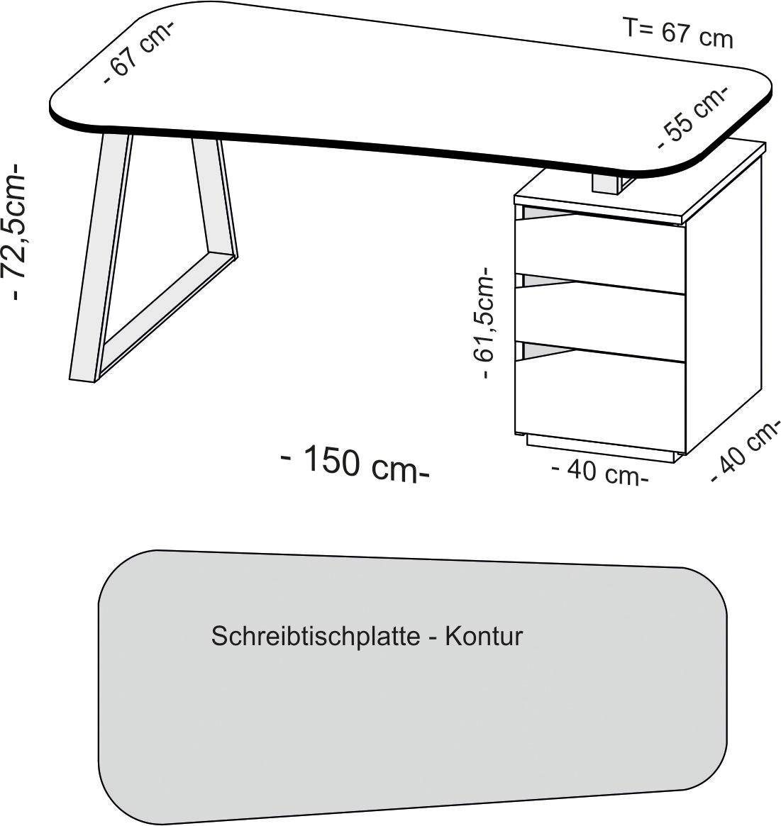 VOGL Möbelfabrik Schreibtisch »Erik«, Breite cm 150 Rechnung bestellen auf