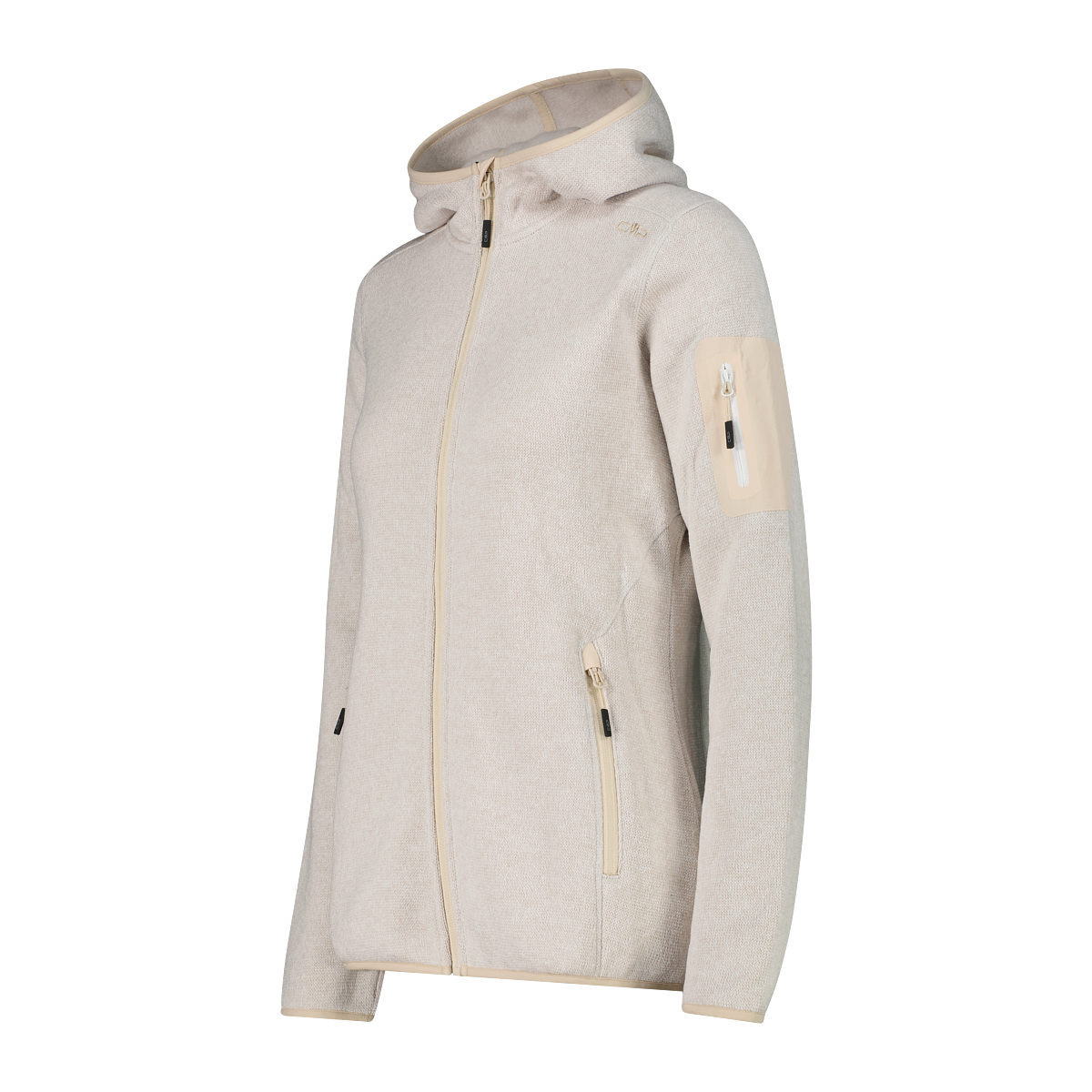 CMP Strickfleecejacke »KNITTED MELANGE HOODY WOMAN HOODY JACKET« mit Kapuze mit Reißverschlusstaschen, atmungsaktiv, schnell trocknend