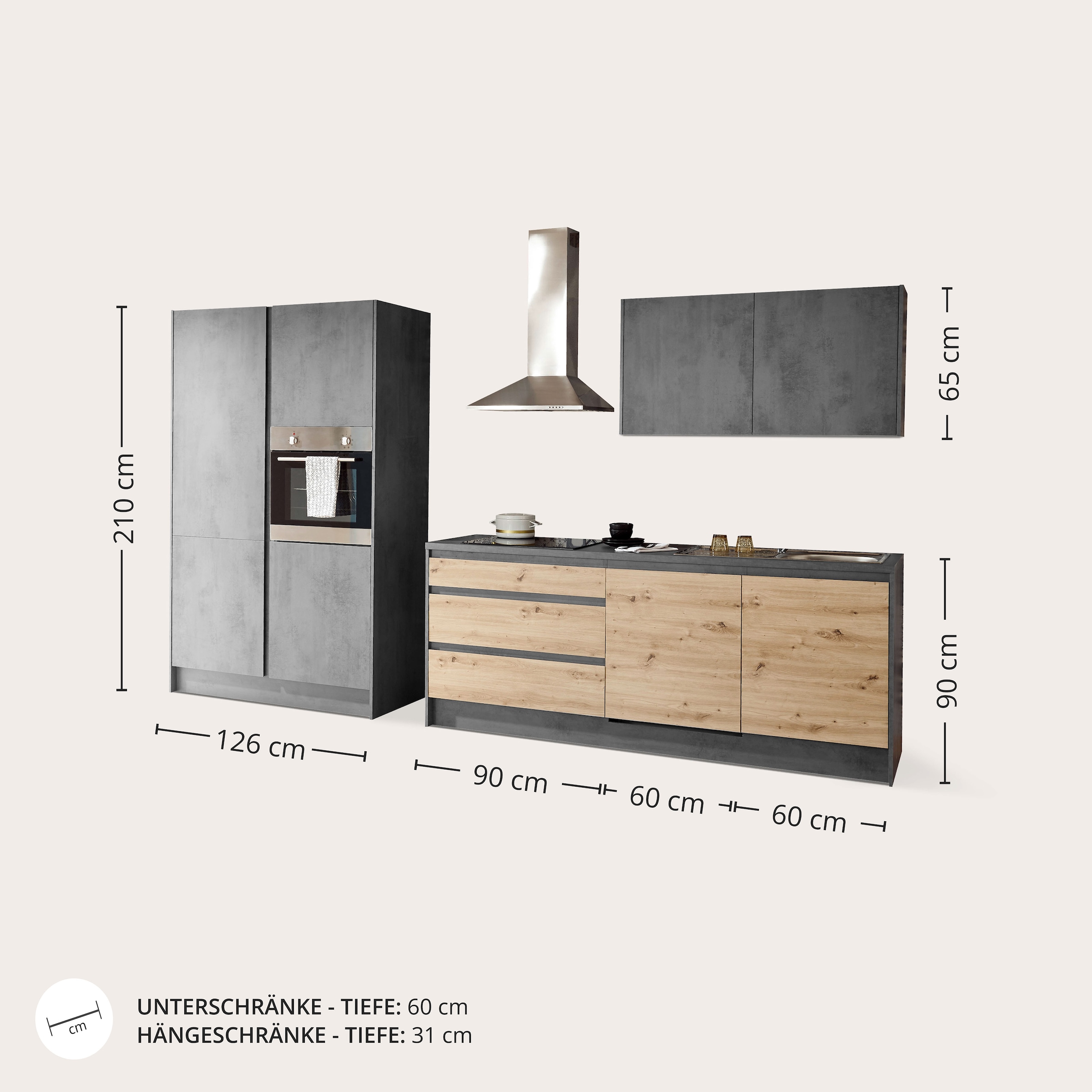 BASIC by Balculina Küchenzeile »Isis«, (Set), mit E-Geräten, Breite 337 cm