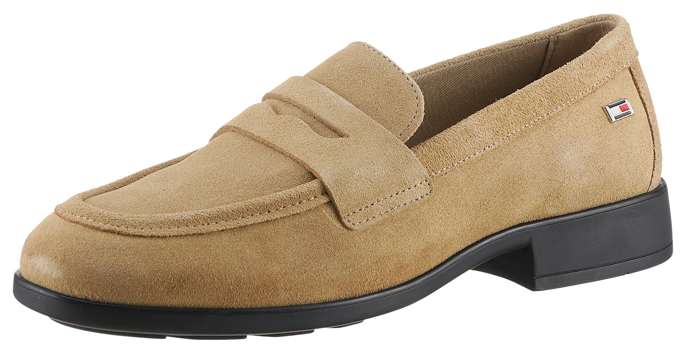 Tommy Hilfiger Loafer »FLAG SUEDE CLASSIC LOAFER«, Slipper, Schlupfschuh, Halbschuh mit seitlicher Logoflag