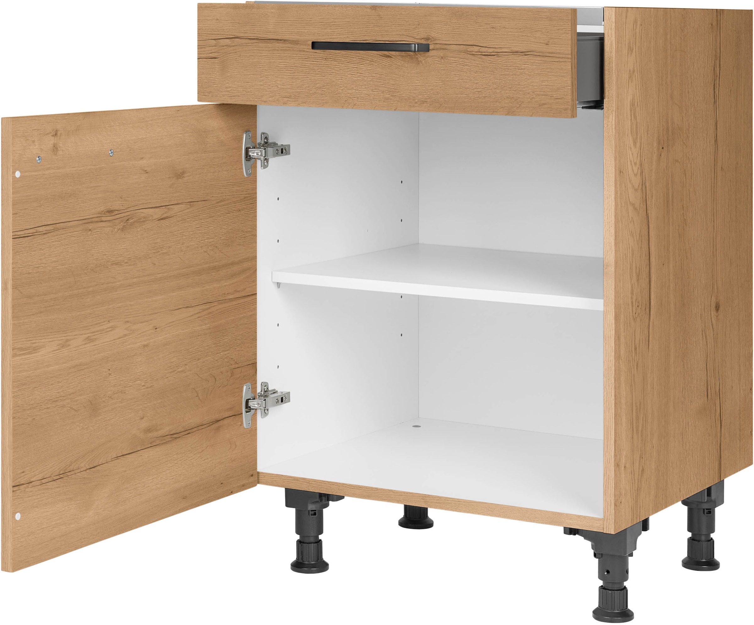 nobilia® Kochfeldumbauschrank »"Structura", mit Schukasten und Tür, Ausrichtung wählbar« vormontiert, Breite 60 cm