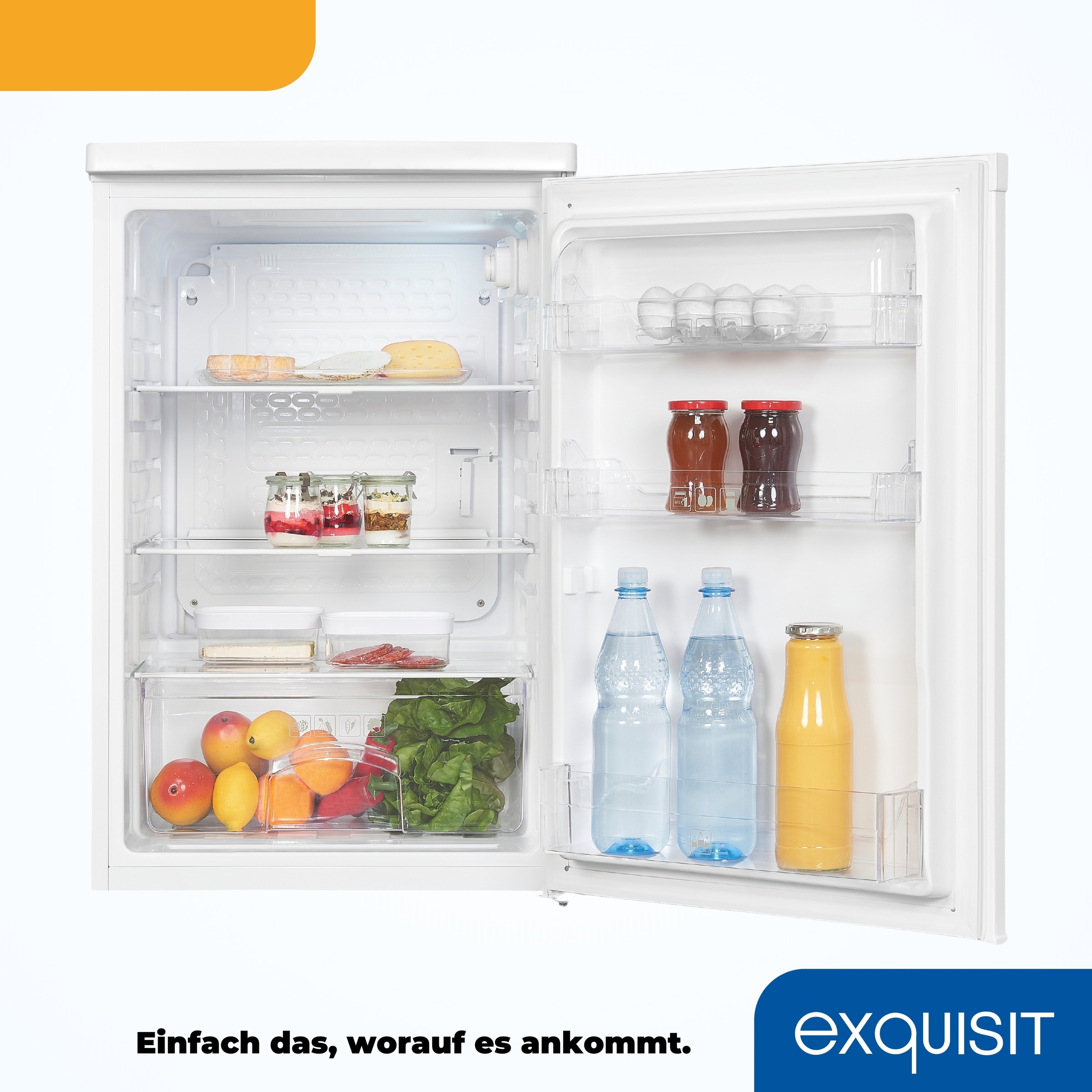 exquisit Vollraumkühlschrank »KS16-V-040D«, 126 Liter Nutzinhalt, Leiser Betrieb, Energieeffizienzklasse D