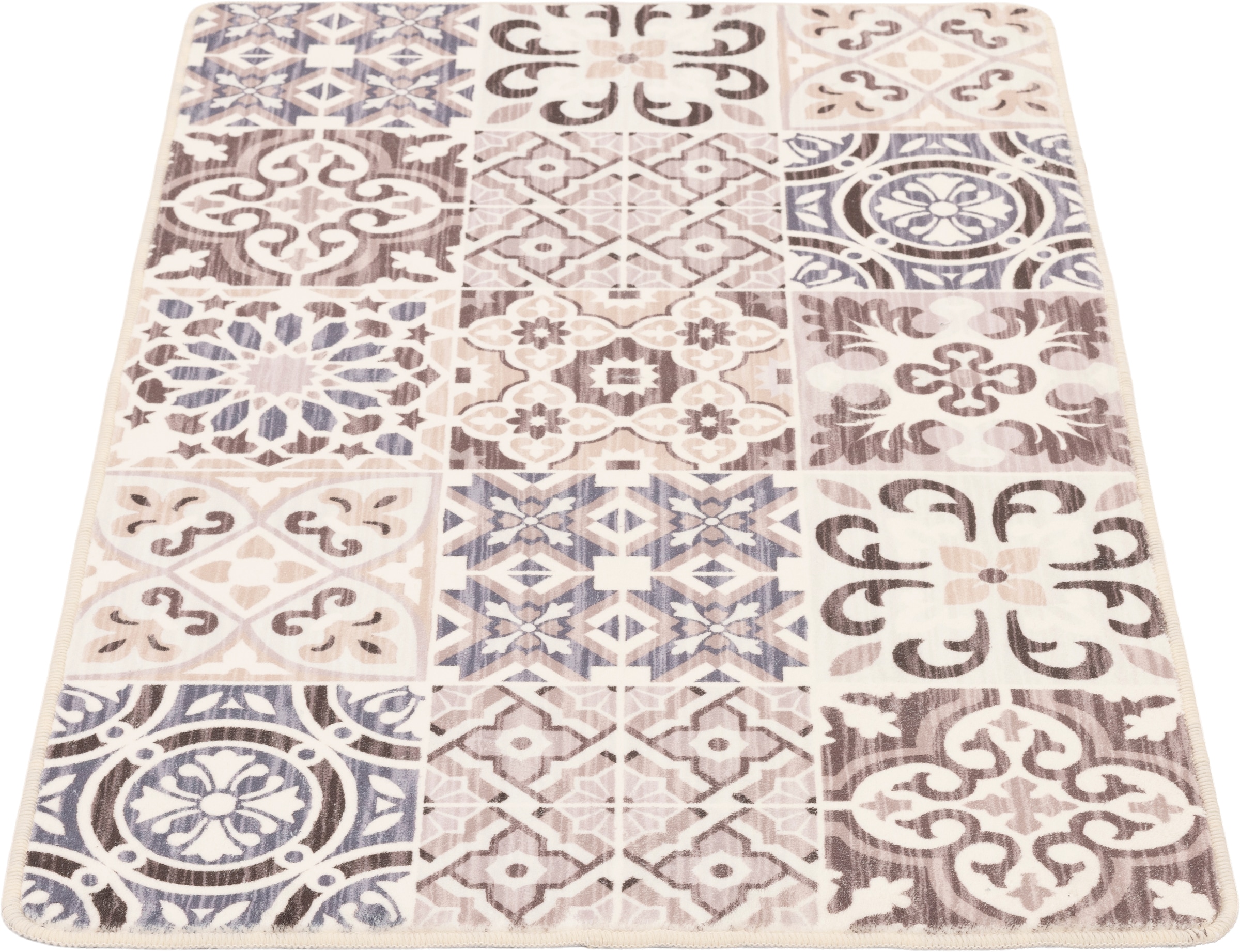 Gino Falcone Badematte »Aquata GF-160, Badvorleger, Badezimmer Teppich« Höhe 7 mm rutschhemmend beschichtet fußbodenheizungsgeeignet Badteppich, bedruckt, Fliesen Optik, rechteckig