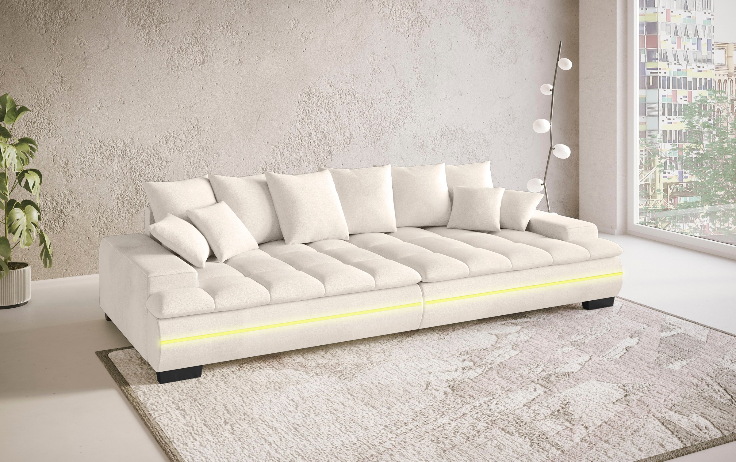 Mr. Couch Big-Sofa »Haiti II RGB-LED«, RGB-LED Beleuchtung, mit Handwerklich gearbeiteter Komfort-Steppung
