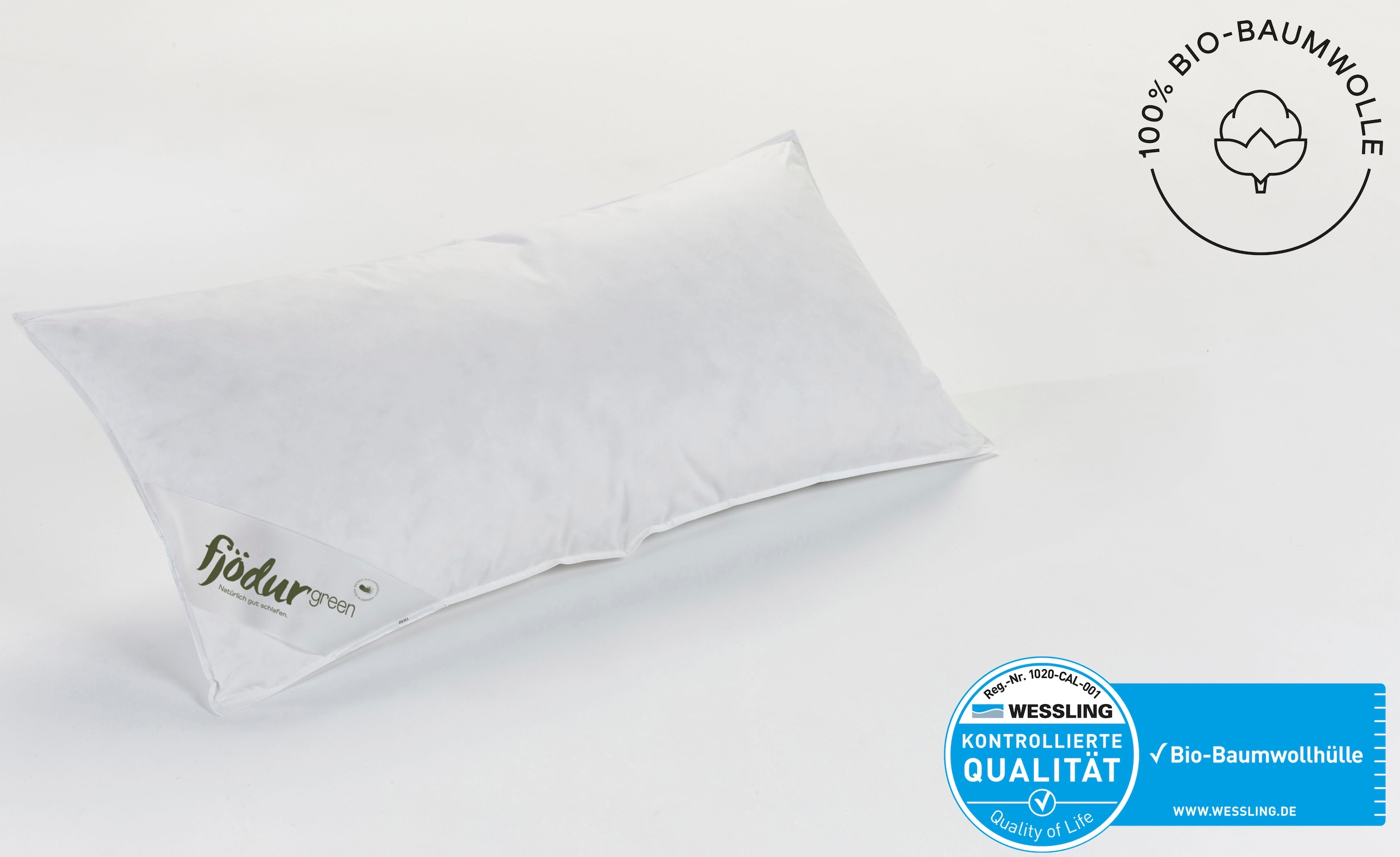 fjödur Federkopfkissen »Fleur, Kissen Made in Germany«, Füllung: 85% Federn & 15% Daunen, Bezug: Bio-Baumwolle, (1 St.), Kissen mit DOWNPASS zertifiziert und Made in Germany