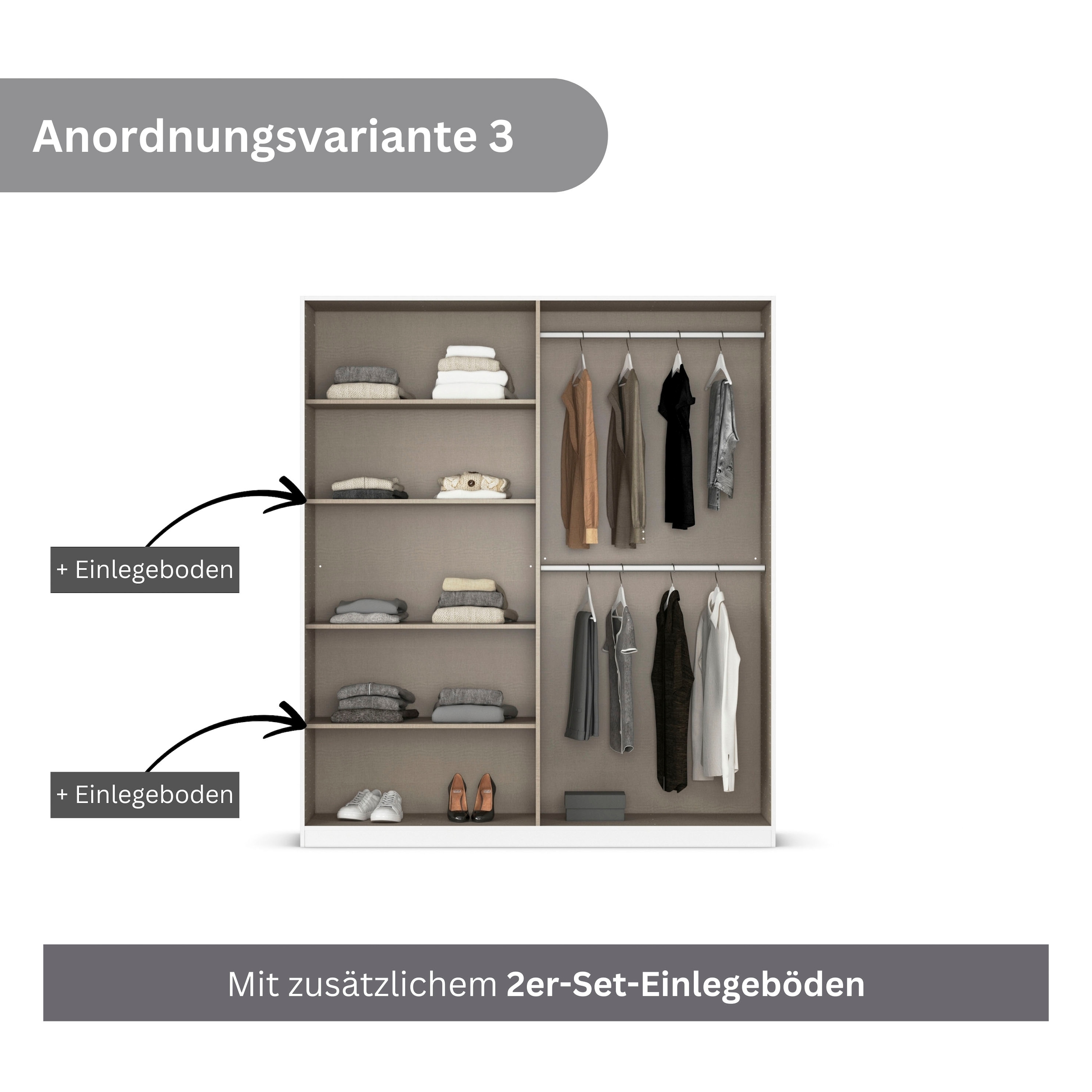rauch Drehtürenschrank »Kleiderschrank Schrank Garderobe AGORDO mit Dekor- oder Hochglanzfront«, (in zwei Griff-Farben), durchdachte Innenausstattung, in 6 Breiten und 2 Höhen MADE IN GERMANY