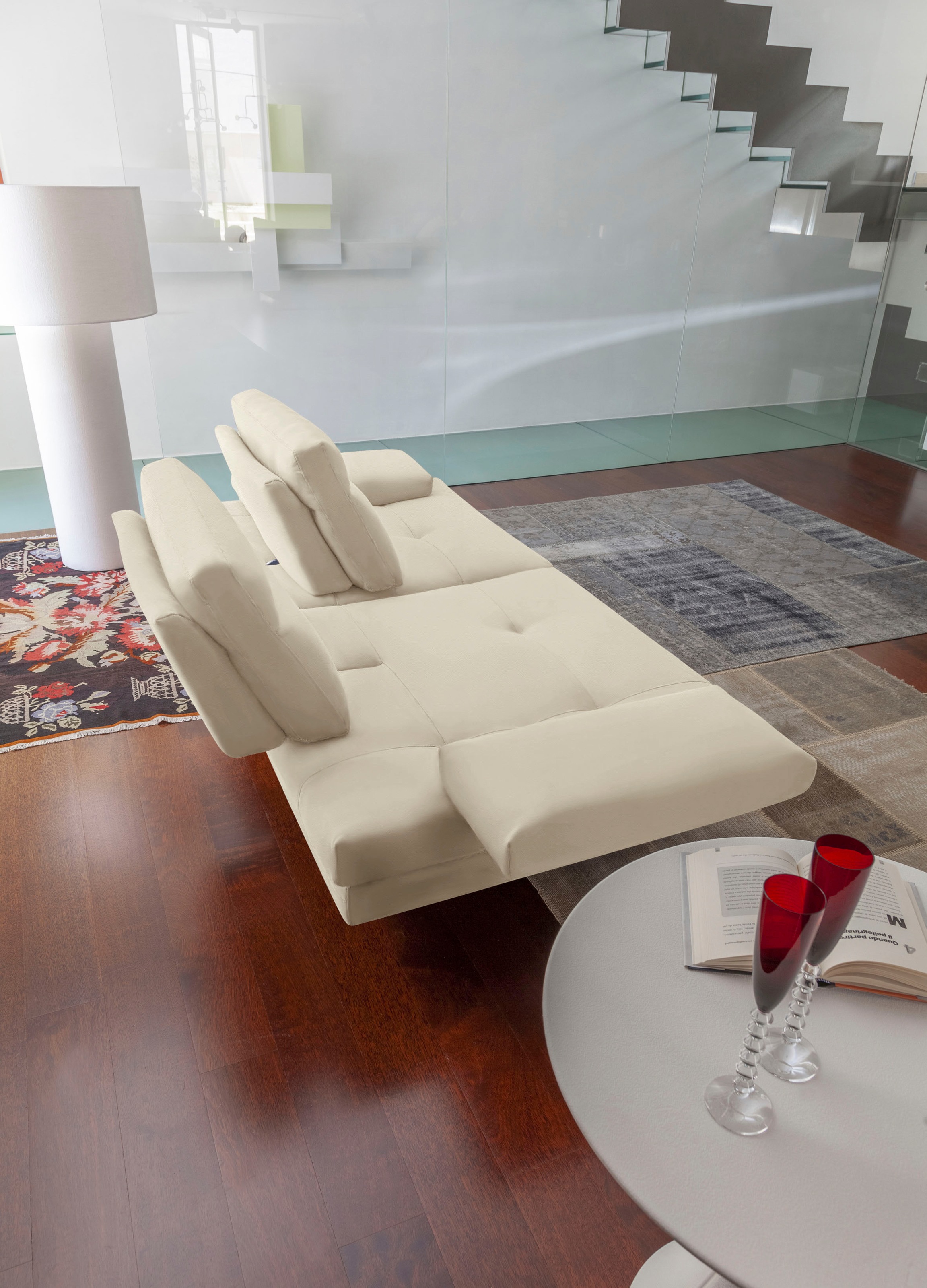 CALIA ITALIA 3,5-Sitzer »Toby Wing, italienisches Designsofa, super bequem, Megasofa«, inkl. Sitztiefenverstellung und Armteilfunktion, Füße in Schwarz matt