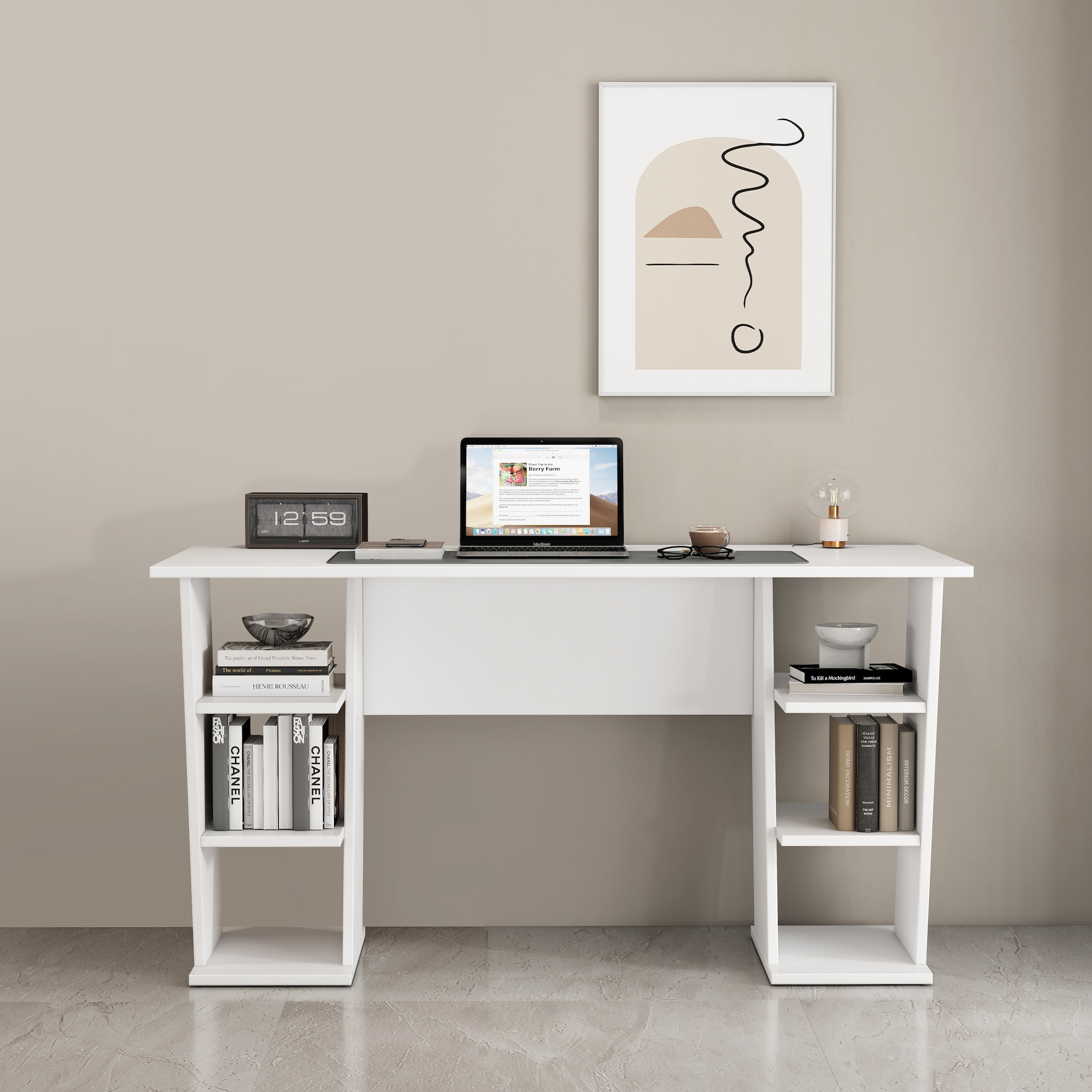 OTTO home Schreibtisch »Ezzell« Set,  Regalschreibtisch mit Ablagen, modernes Design, Breite 137 cm