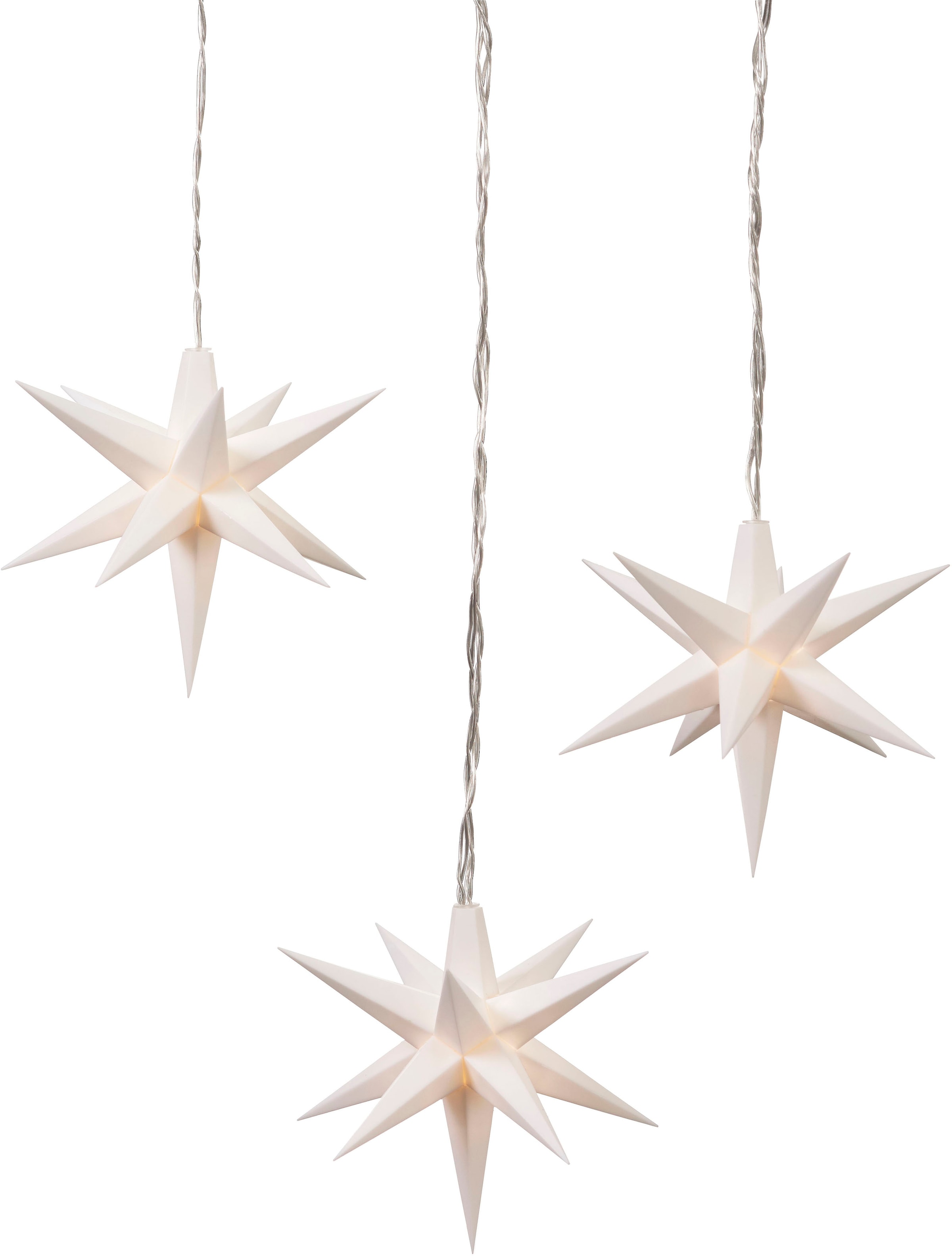 IC Winterworld LED-Lichterkette »Weihnachtsbeleuchtung mit Sternen, LED Deko«, 3 St.-flammig, Weihnachtsdeko für den geschützen Außenbereich, mit 6 Stunden Timer
