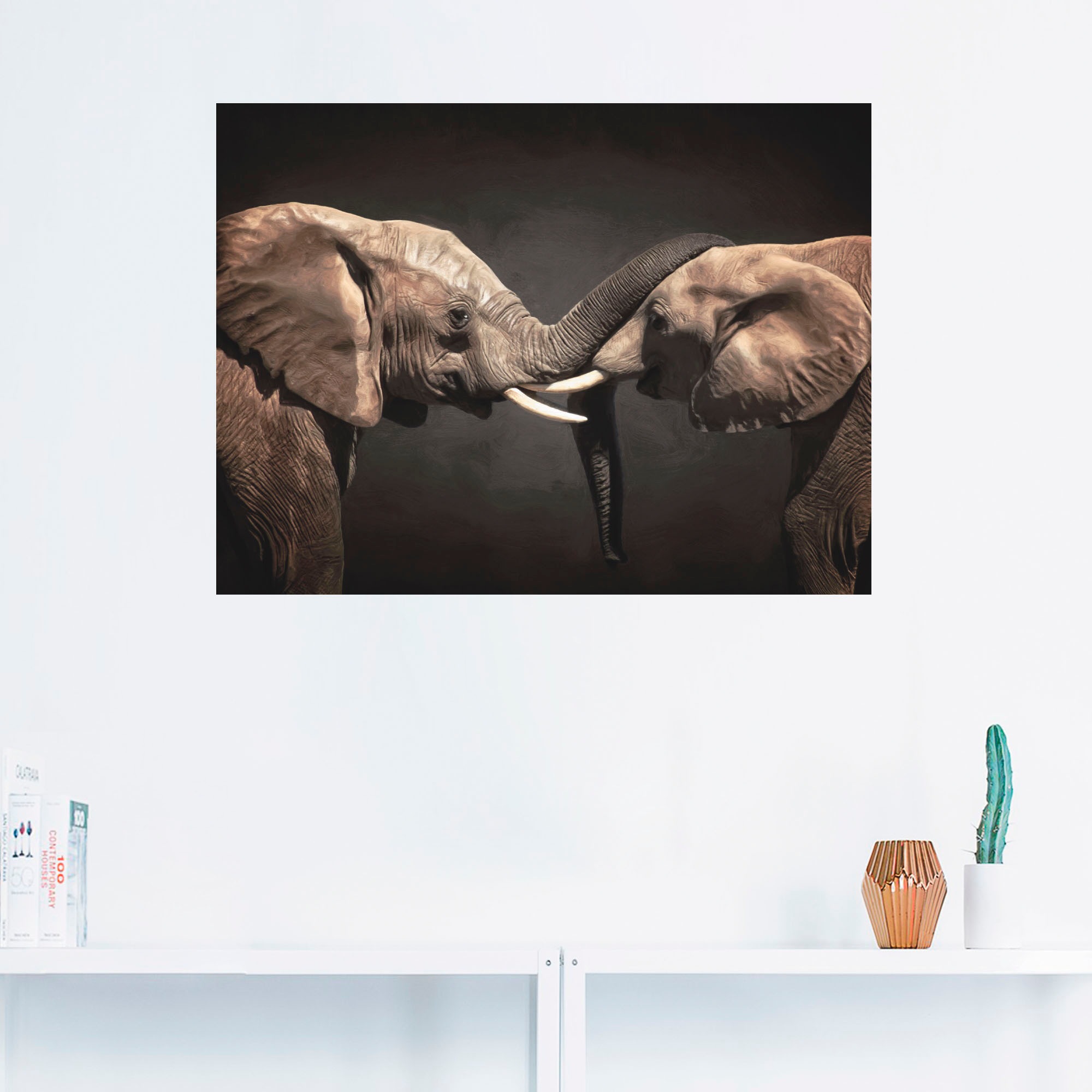 Artland Wandbild »Zwei Elefanten«, Wildtiere, (1 St.), als Leinwandbild, Poster, Wandaufkleber in verschied. Größen