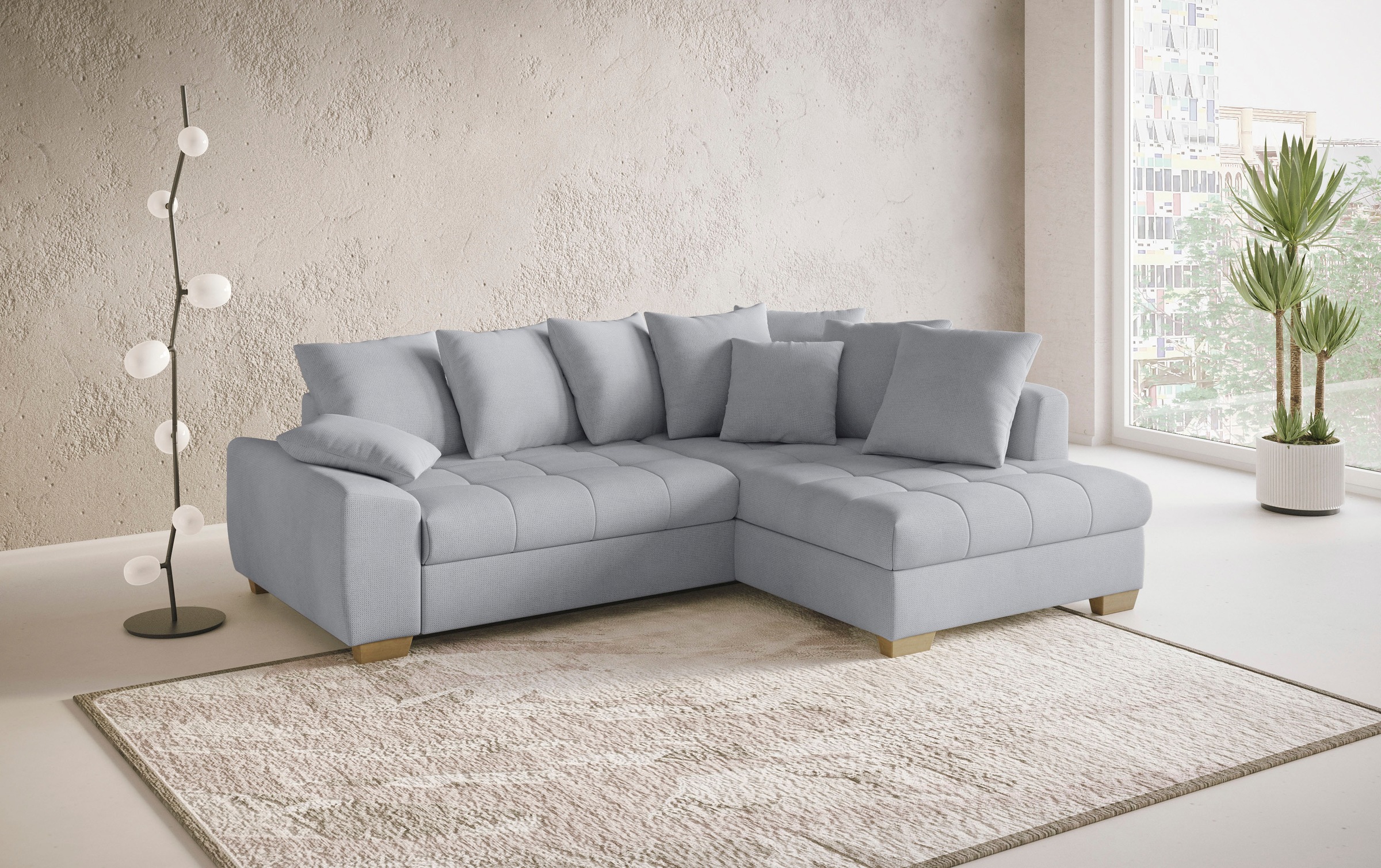 Mr. Couch Ecksofa »Nikita II, L-Form, bis 140kg pro Sitzplatz belastbar«, mit Kaltschaumpolsterung, wahlweise mit Bett und Bettkasten