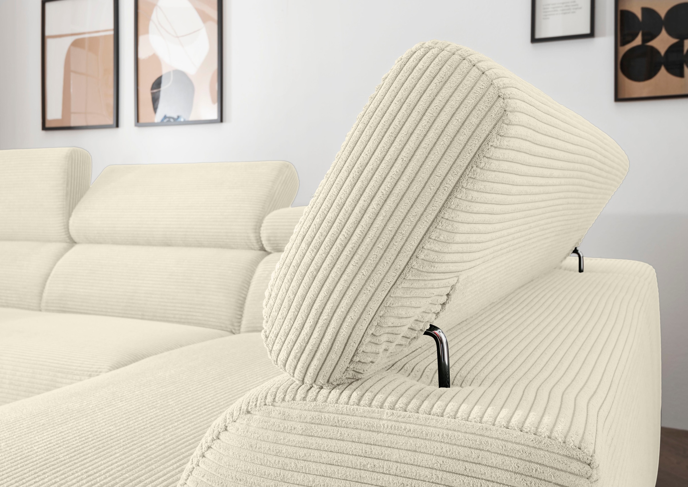 alina Ecksofa »Hikari«, wahlweise mit Sitzvorzug, in modernem Cordstoff, Breite 276 cm