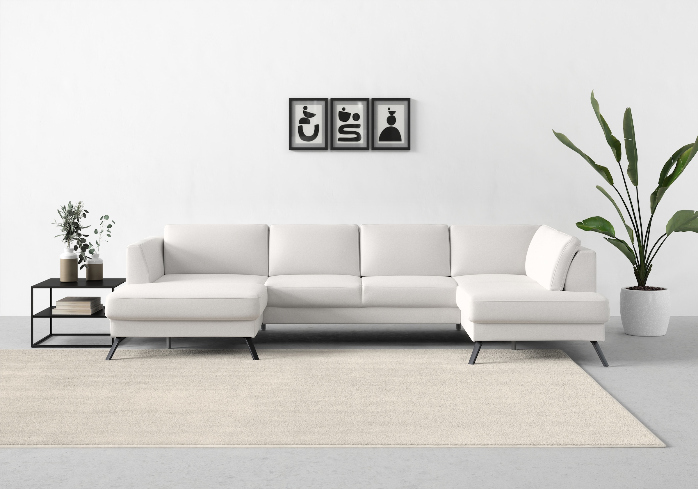 sit&more Wohnlandschaft »Lindholm U-Form«, mit Sitztiefenverstellung und Federkern