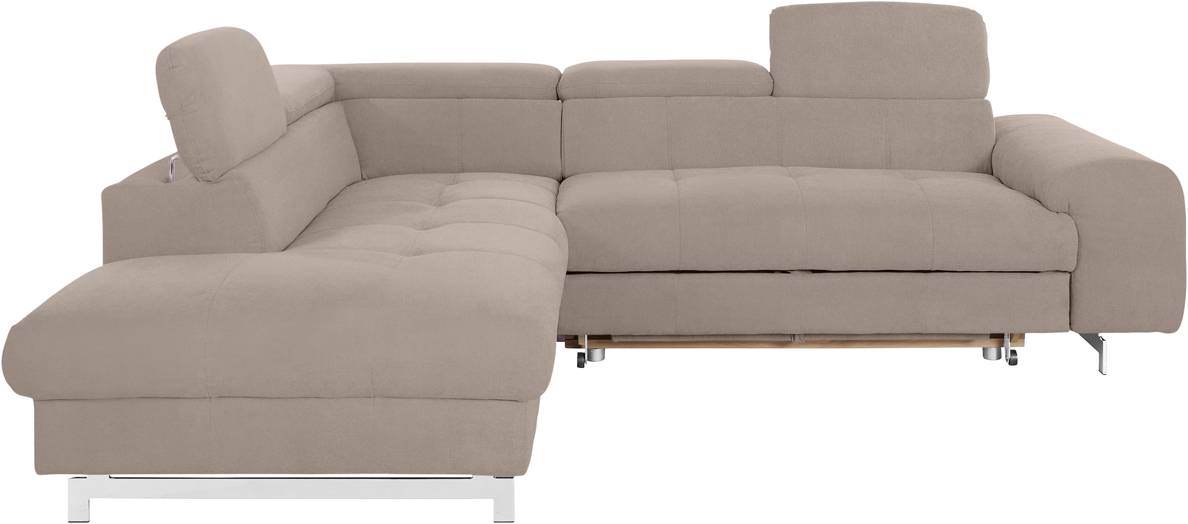 COTTA Ecksofa »Chef L-Form«, mit Kopfteilverstellung, edle Metallkufen, wahlweise mit Bettfunktion