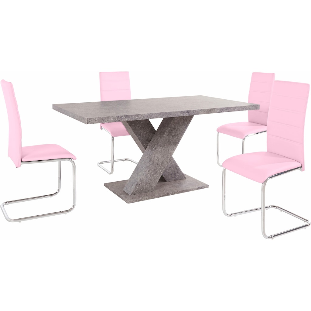 INOSIGN Essgruppe, (Set, 5 tlg.), mit 4 Stühlen und Tisch in Zement-Optik