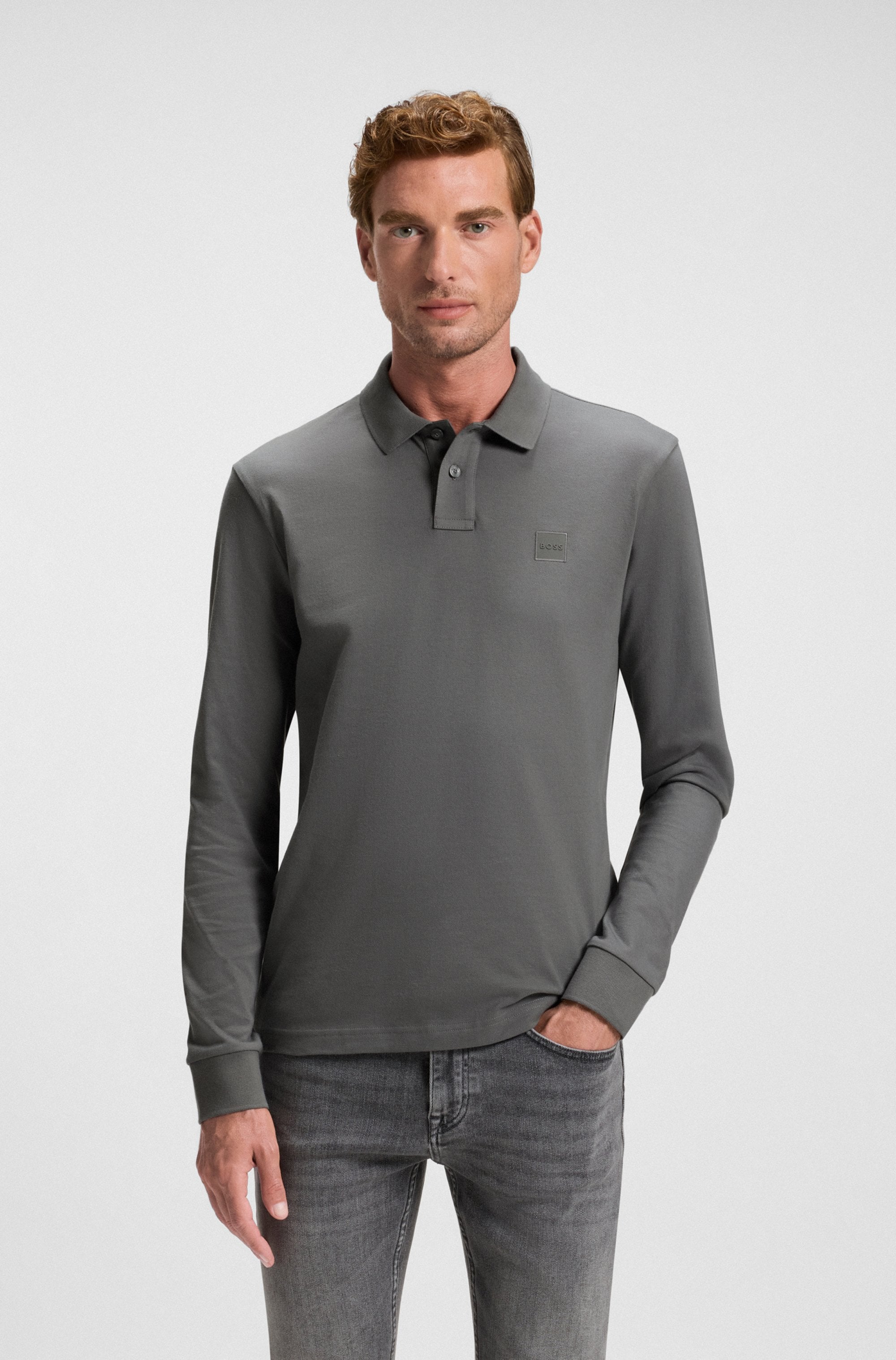 BOSS ORANGE »Passerby Langarm Regular Fit« Langarm Classic Stretch Pique Polo, pflegeleicht