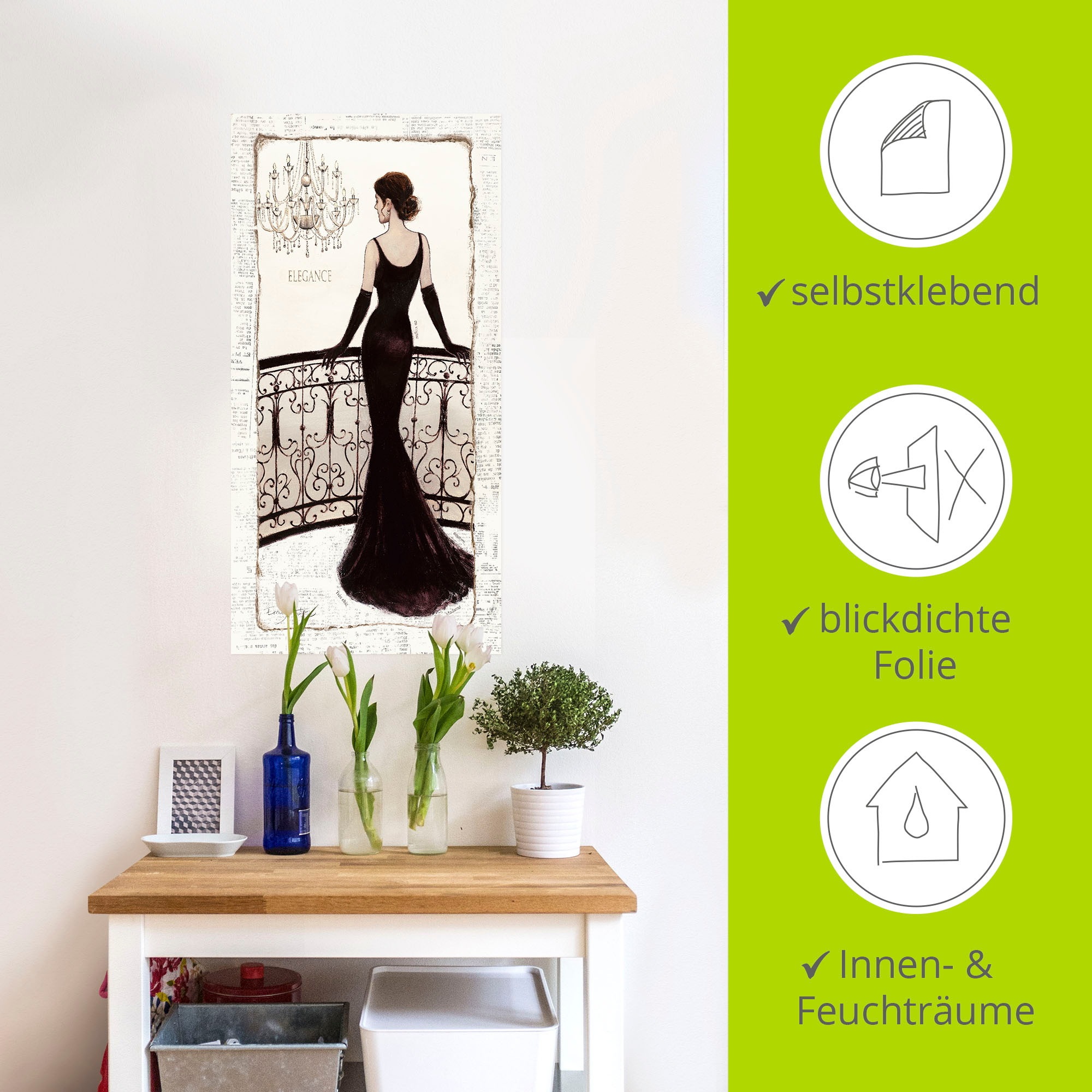 Artland Wandbild »Die schöne in Schwarz«, Frau, (1 St.), als Leinwandbild, Poster, Wandaufkleber in verschied. Größen